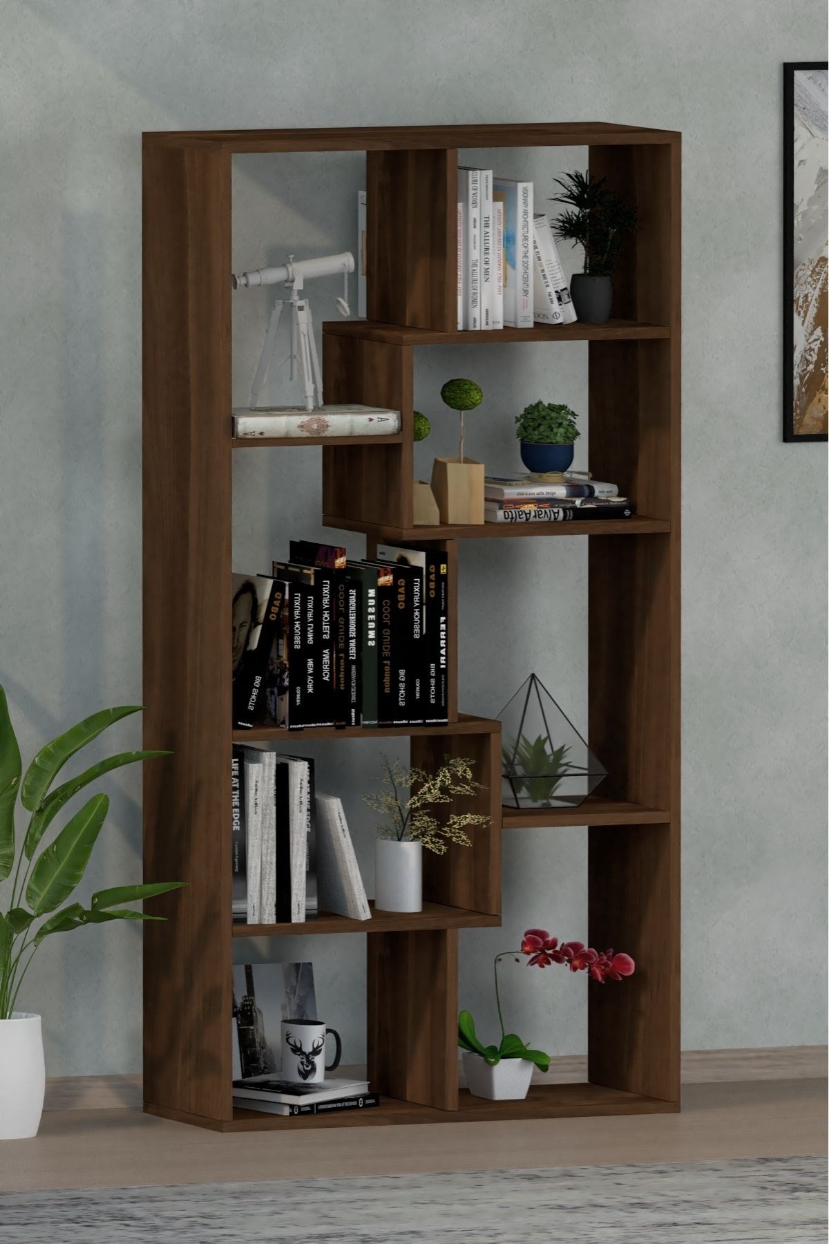 Zebra Dekoratif Kitaplık Ceviz