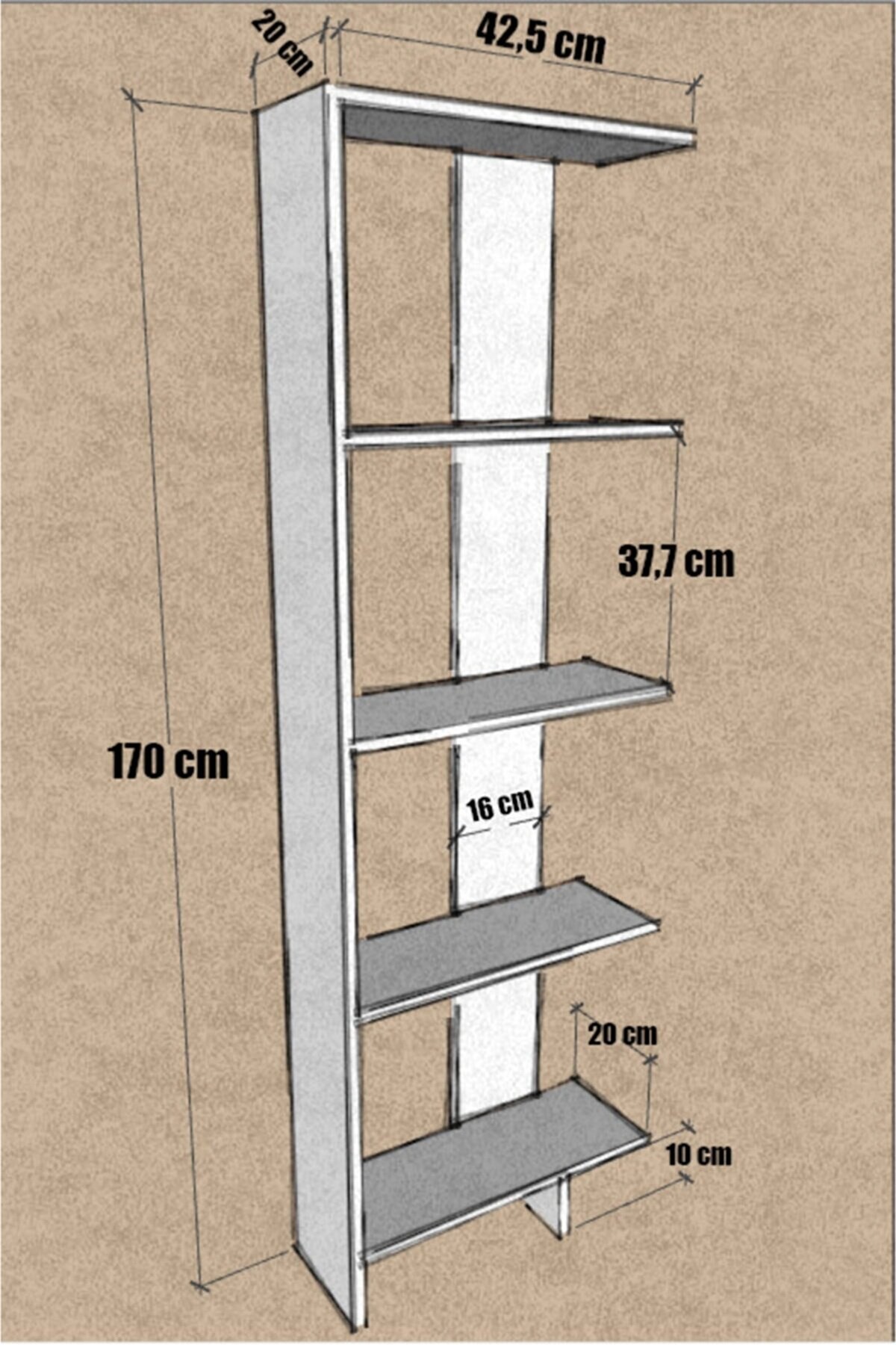 Basic Dekoratif Kitaplık Ceviz