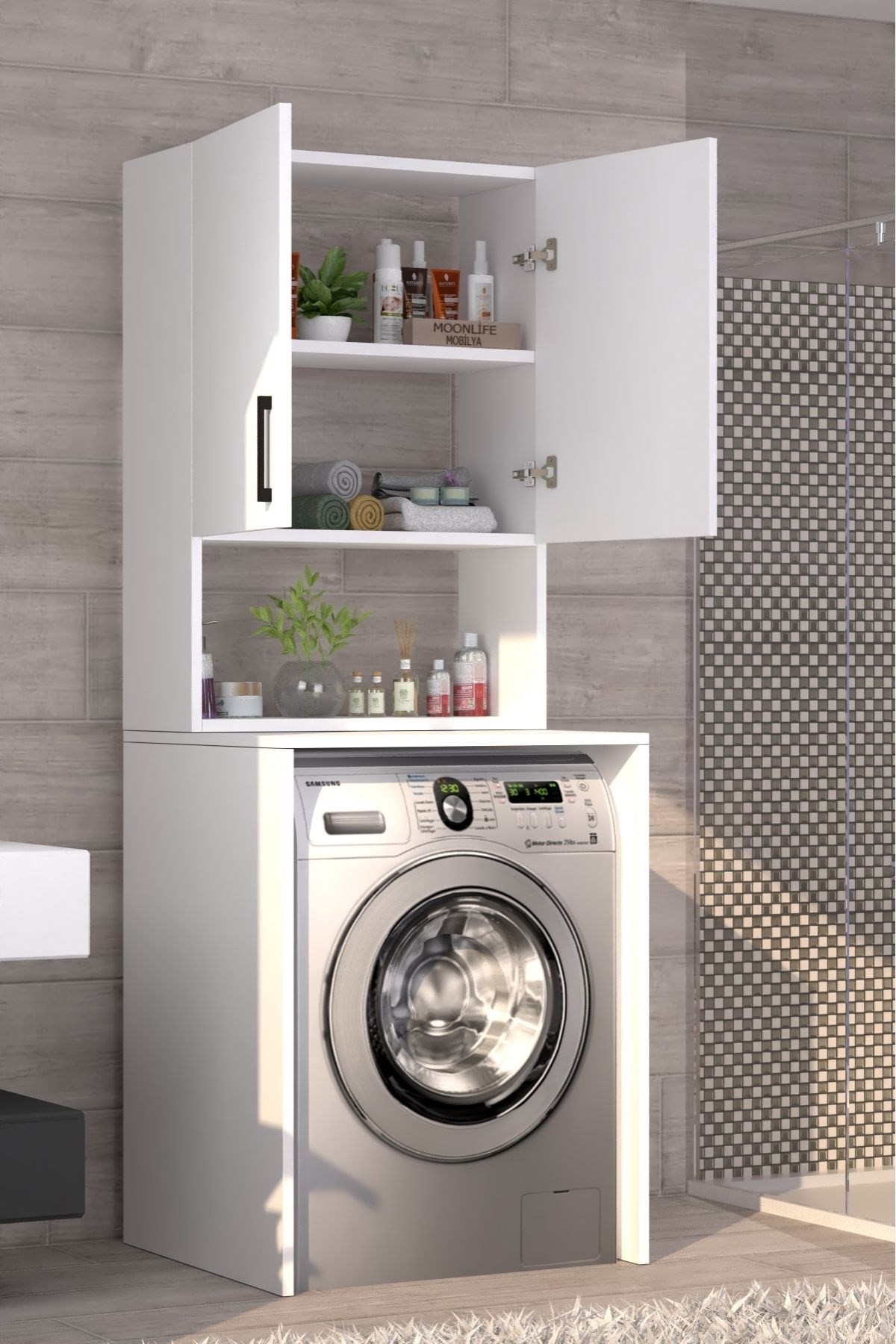 Üst Dolaplı Çok Amaçlı Çamaşır Makinesi Dolabı 