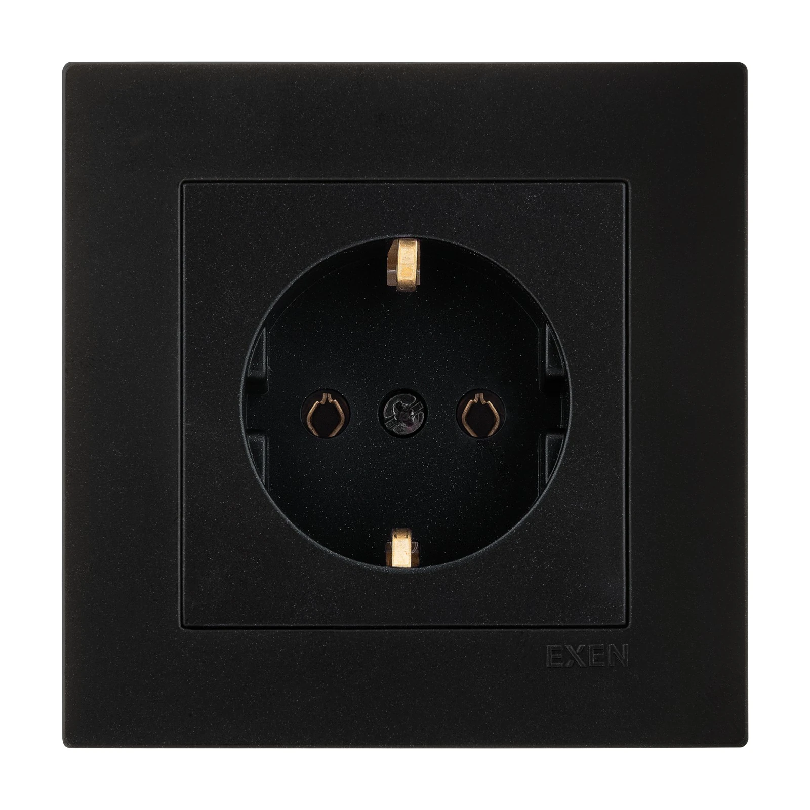 Metalik Siyah Topraklı Priz Çerçeveli