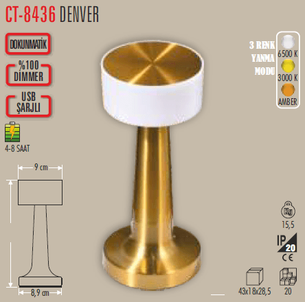 DENVER ŞARJLI MASA LAMBASI