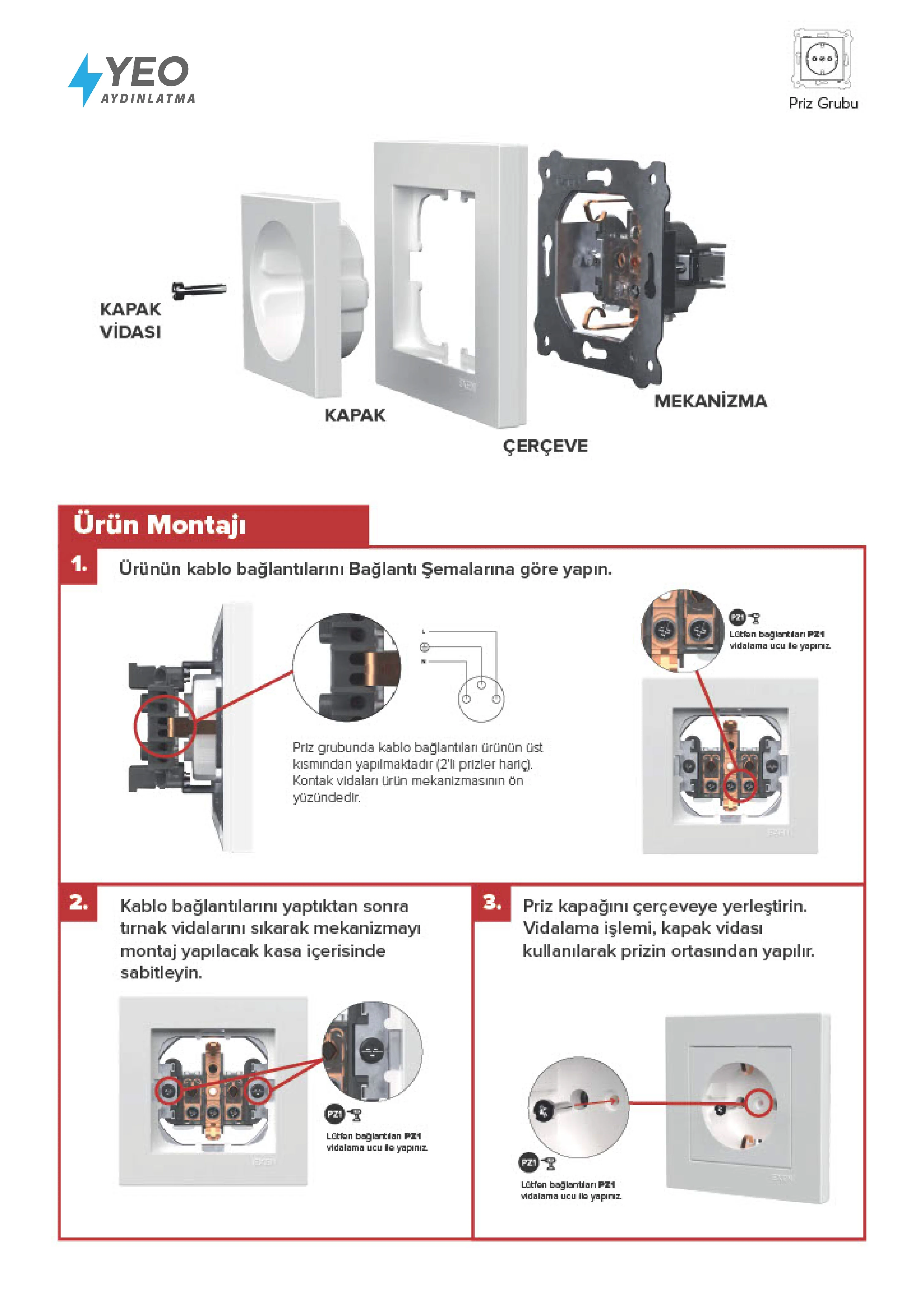 Metalik Siyah Topraklı Priz Çerçeveli