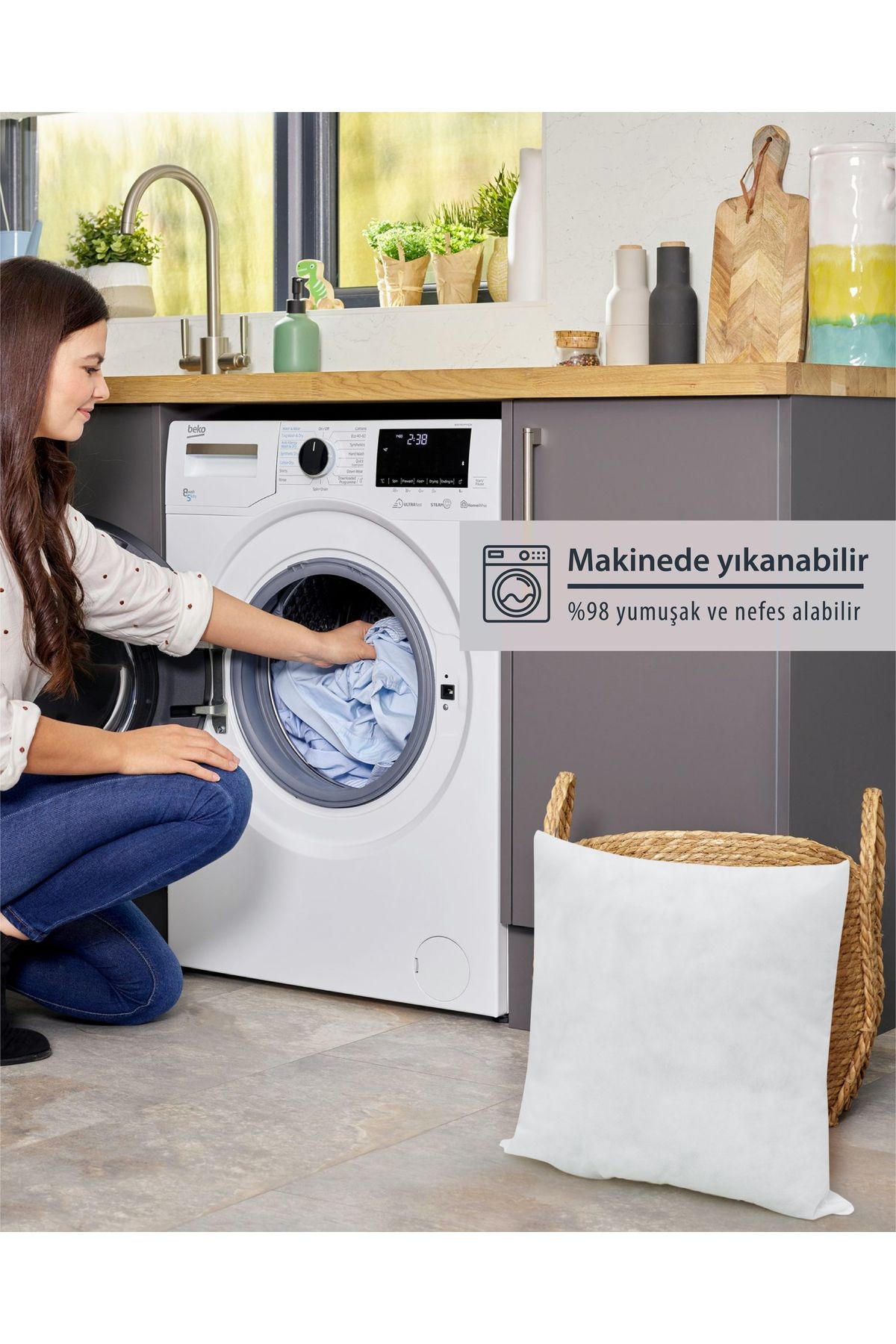 3 Adet Orijinal %100 Saf Silikon İç Yastık Dolu Kırlent, Dayanıklı , Nefes Alabilir Ve Yumuşak