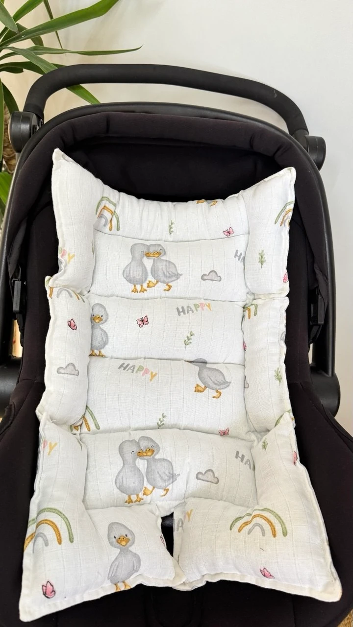 ÇİFT TARAFLI MÜSLİN ÖRTÜ VE MİNDERİ-ÖRDEK DESEN