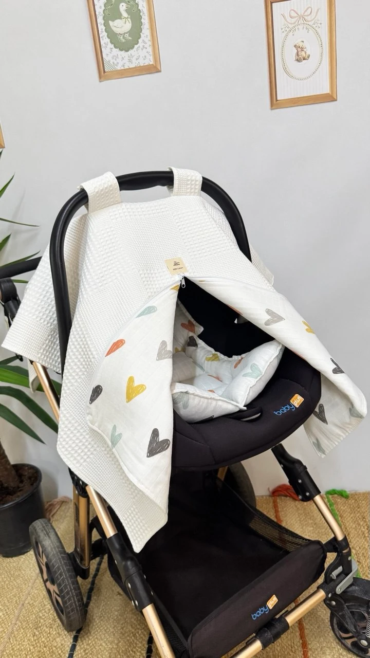 ÇİFT TARAFLI PUSET ÖRTÜ VE MİNDERİ-KALPLER