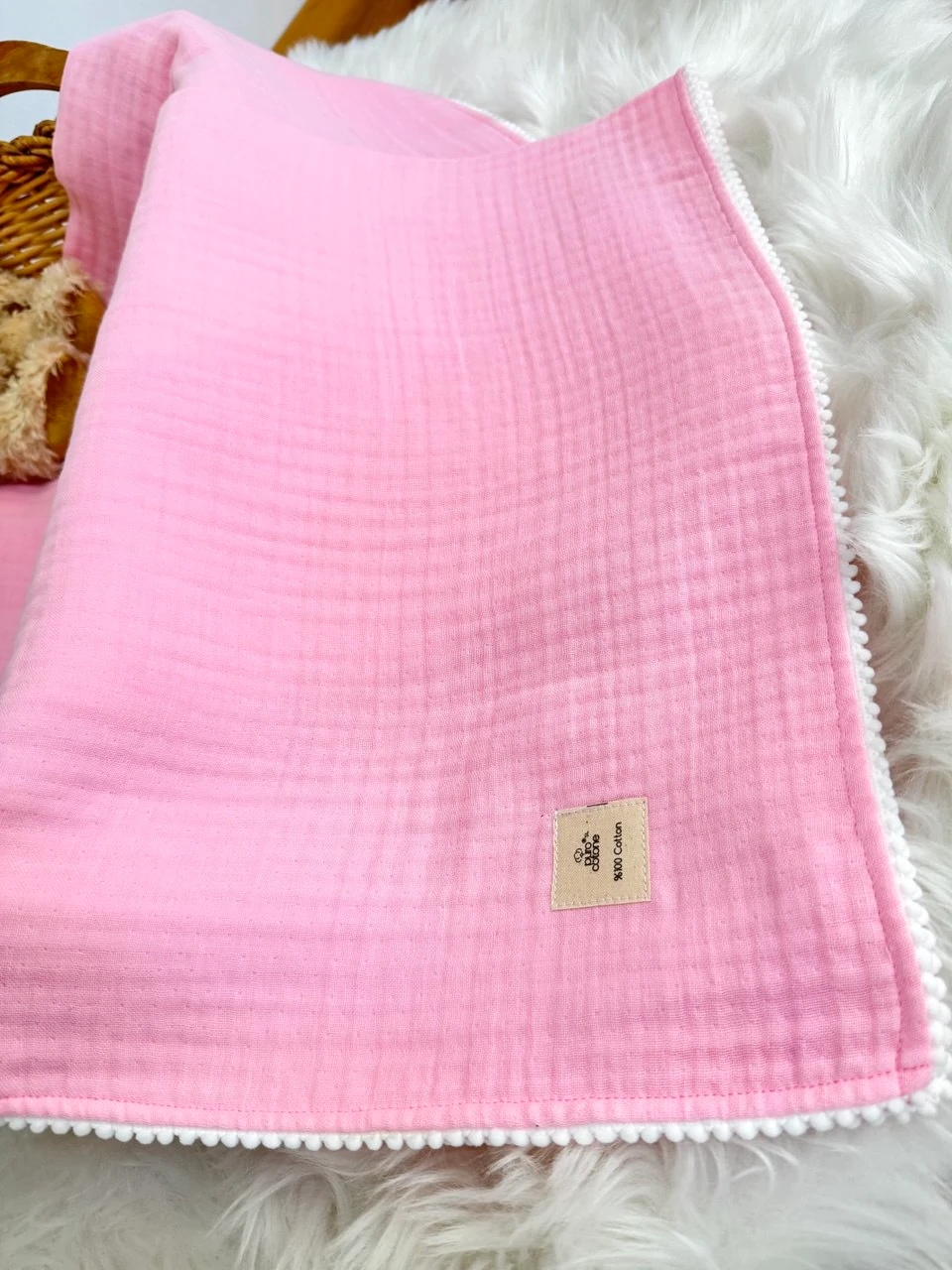 4 KAT MÜSLİN BATTANİYE-BEBE PEMBE
