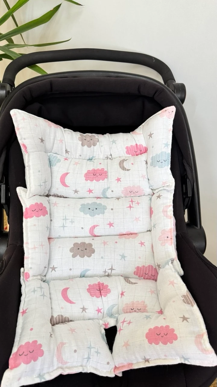 ÇİFT TARAFLI PUSET ÖRTÜ VE MİNDERİ-PEMBE BULUTLAR