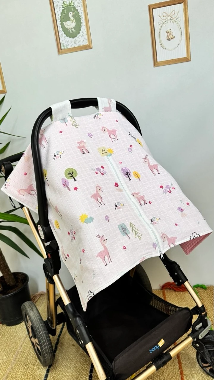 Ç,FT TARAFLI MÜSLİN ÖRTÜ VE MİNDERİ-GEYİK DESEN