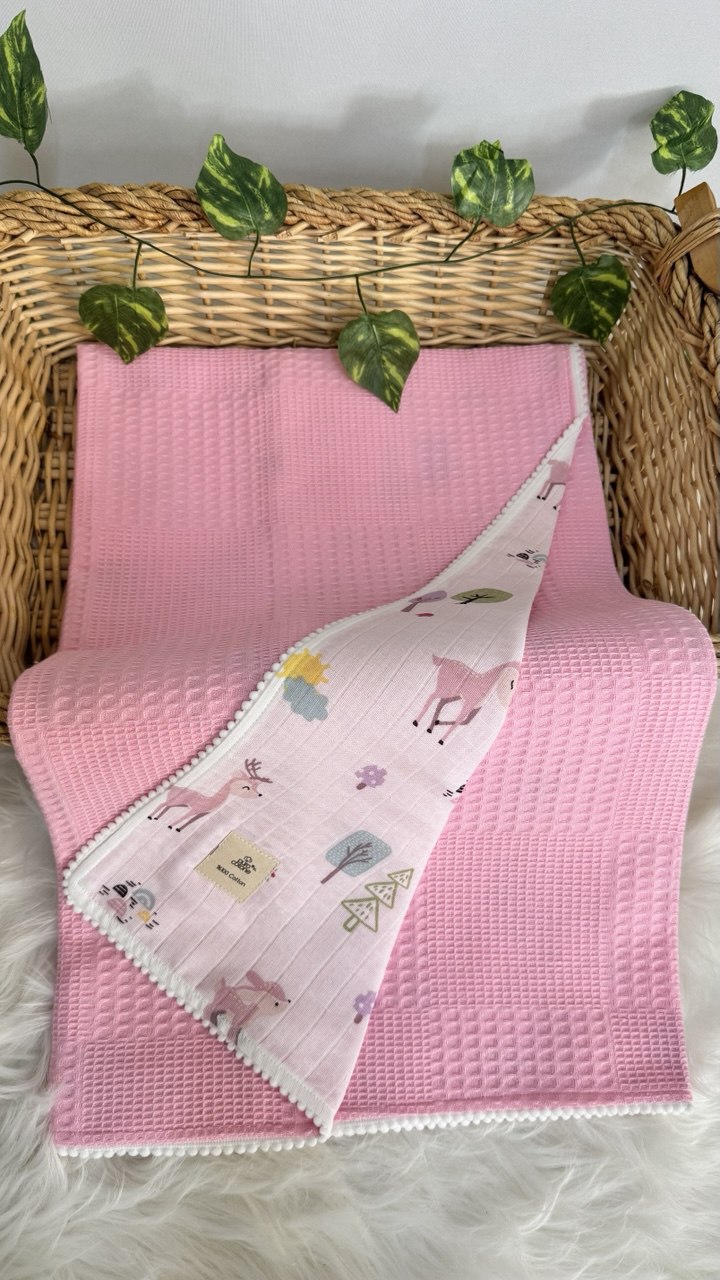 ÇİFT TARAFLI MÜSLİN PİKE-PEMBE GEYİKLER