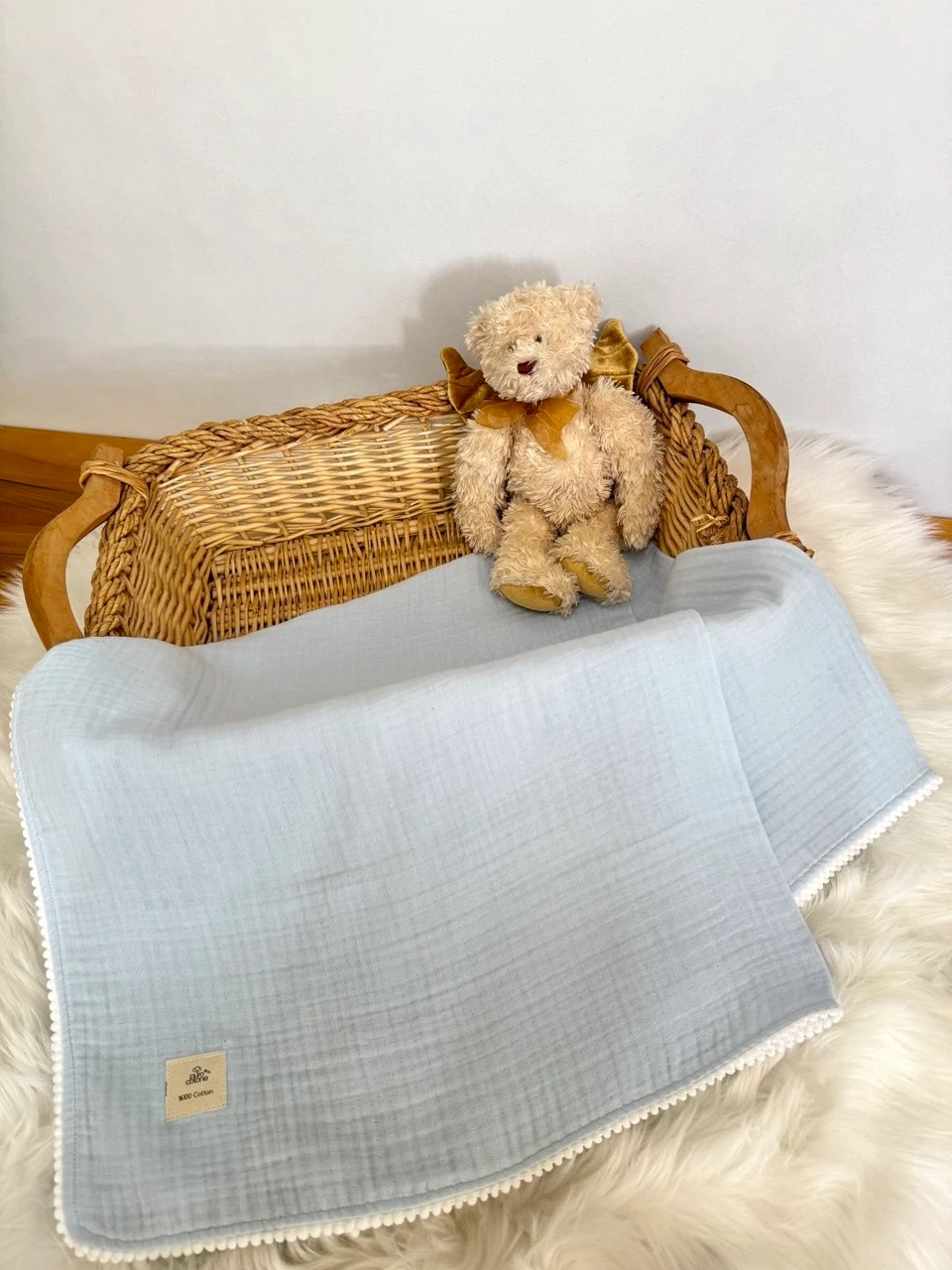 4 KAT MÜSLİN BATTANİYE-BEBE MAVİ