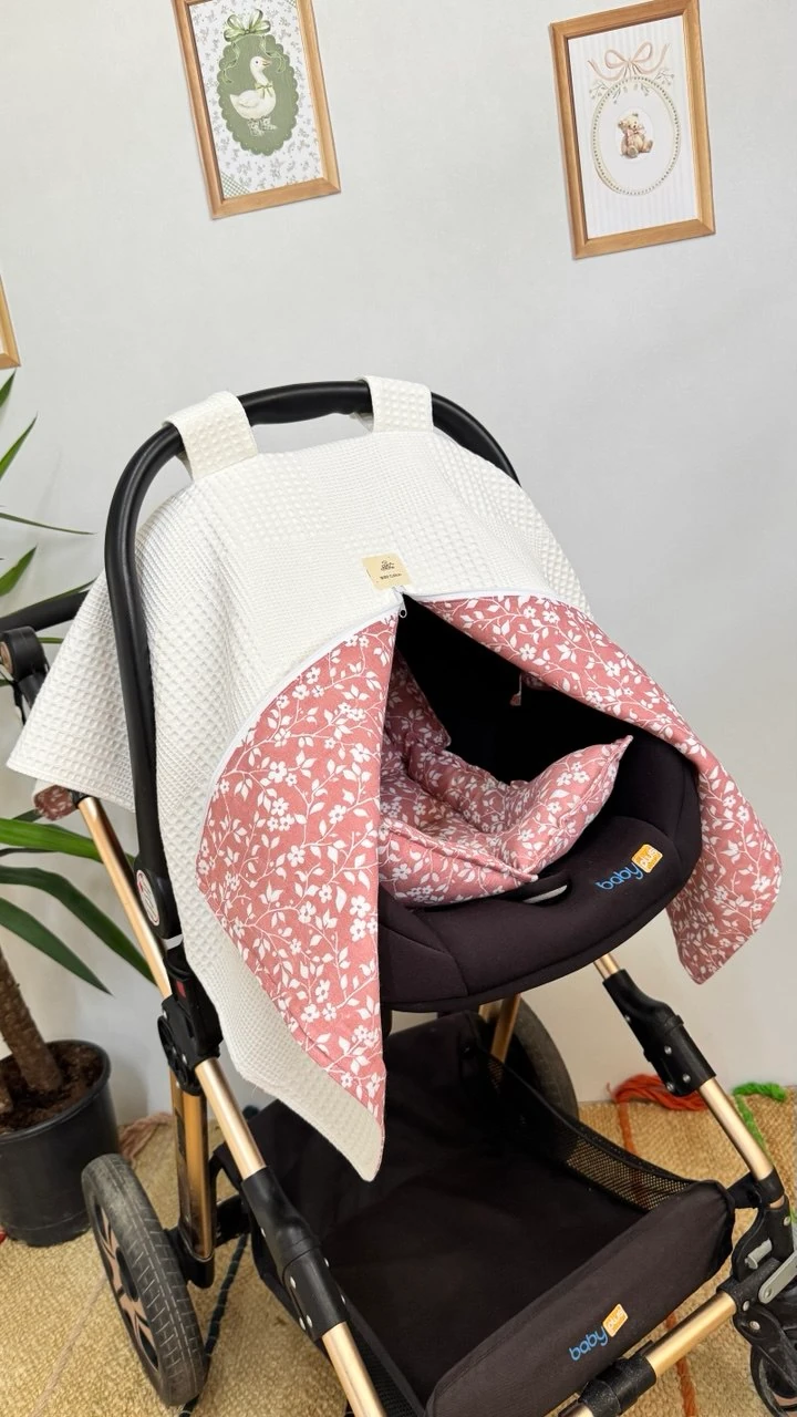 ÇİFT TARAFLI MÜSLİN PUET ÖRTÜSÜ VE MİNDERİ ÇİÇEK DEEN