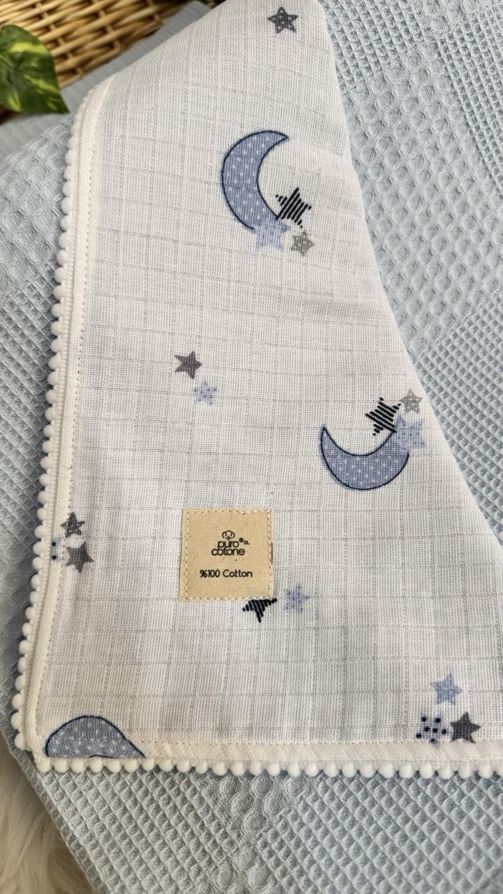 ÇİFT TARAFLI MÜSLİN PİKE-BEBE MAVİ