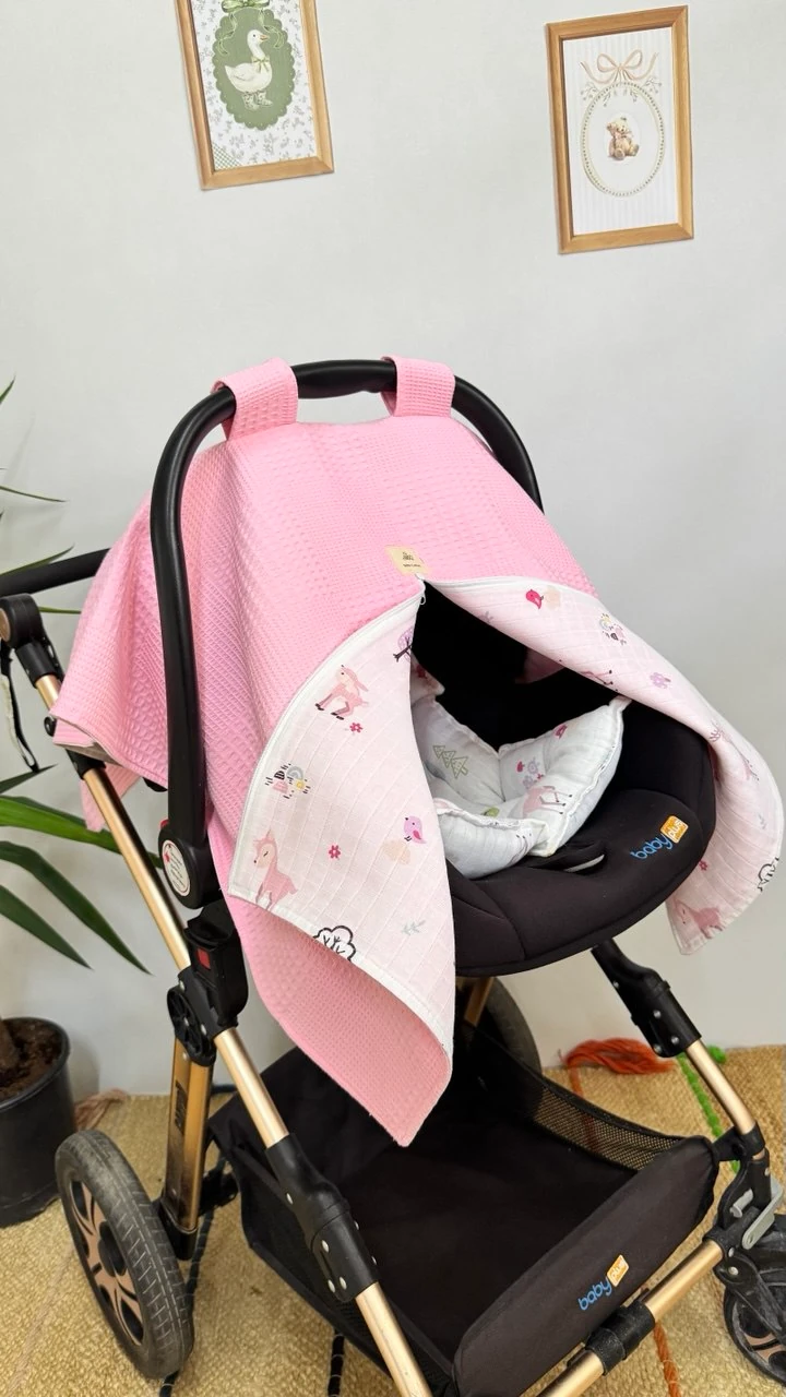 Ç,FT TARAFLI MÜSLİN ÖRTÜ VE MİNDERİ-GEYİK DESEN