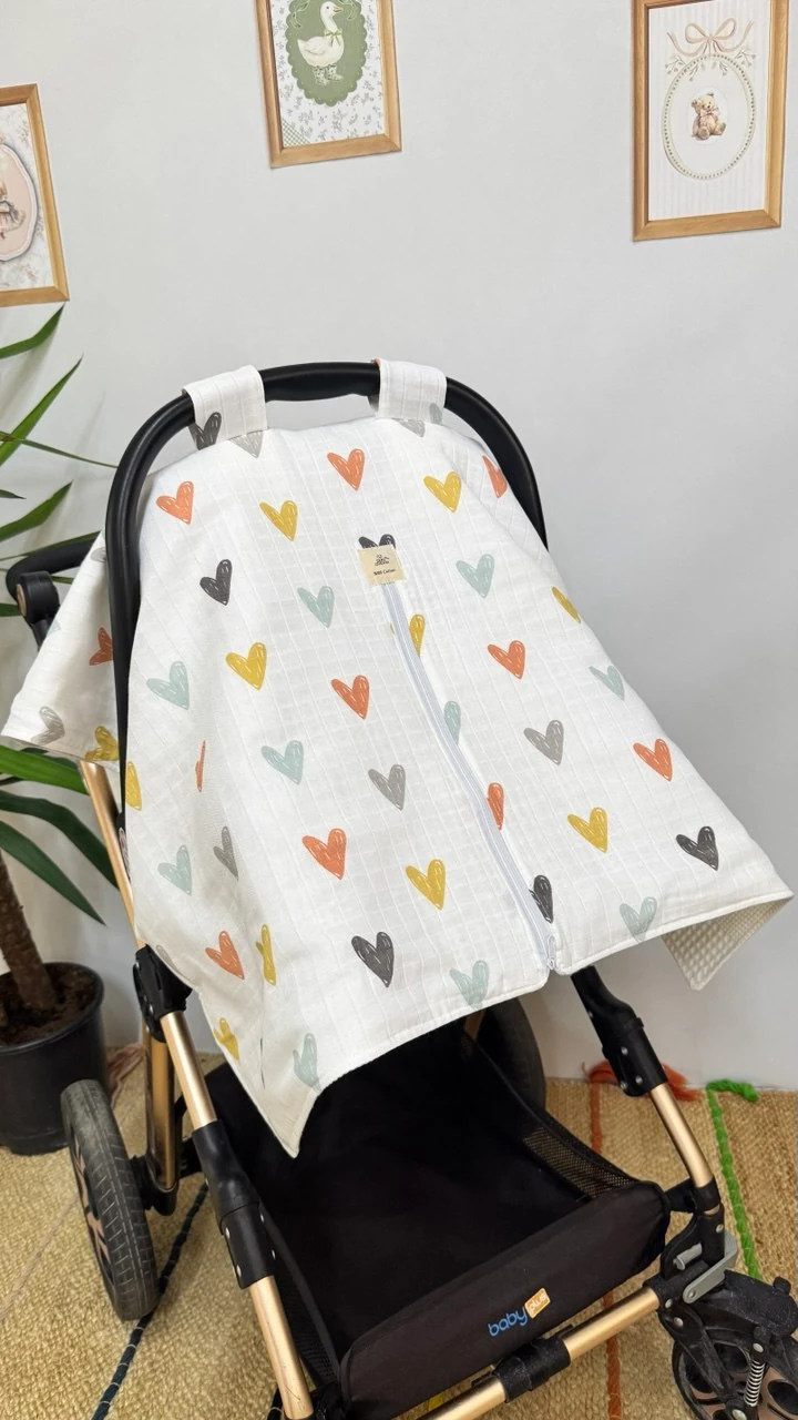 ÇİFT TARAFLI PUSET ÖRTÜ VE MİNDERİ-KALPLER