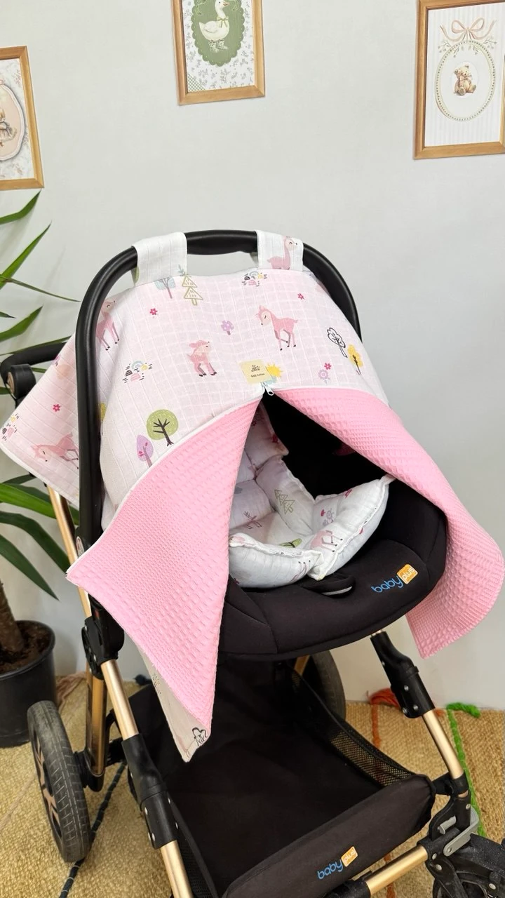 Ç,FT TARAFLI MÜSLİN ÖRTÜ VE MİNDERİ-GEYİK DESEN