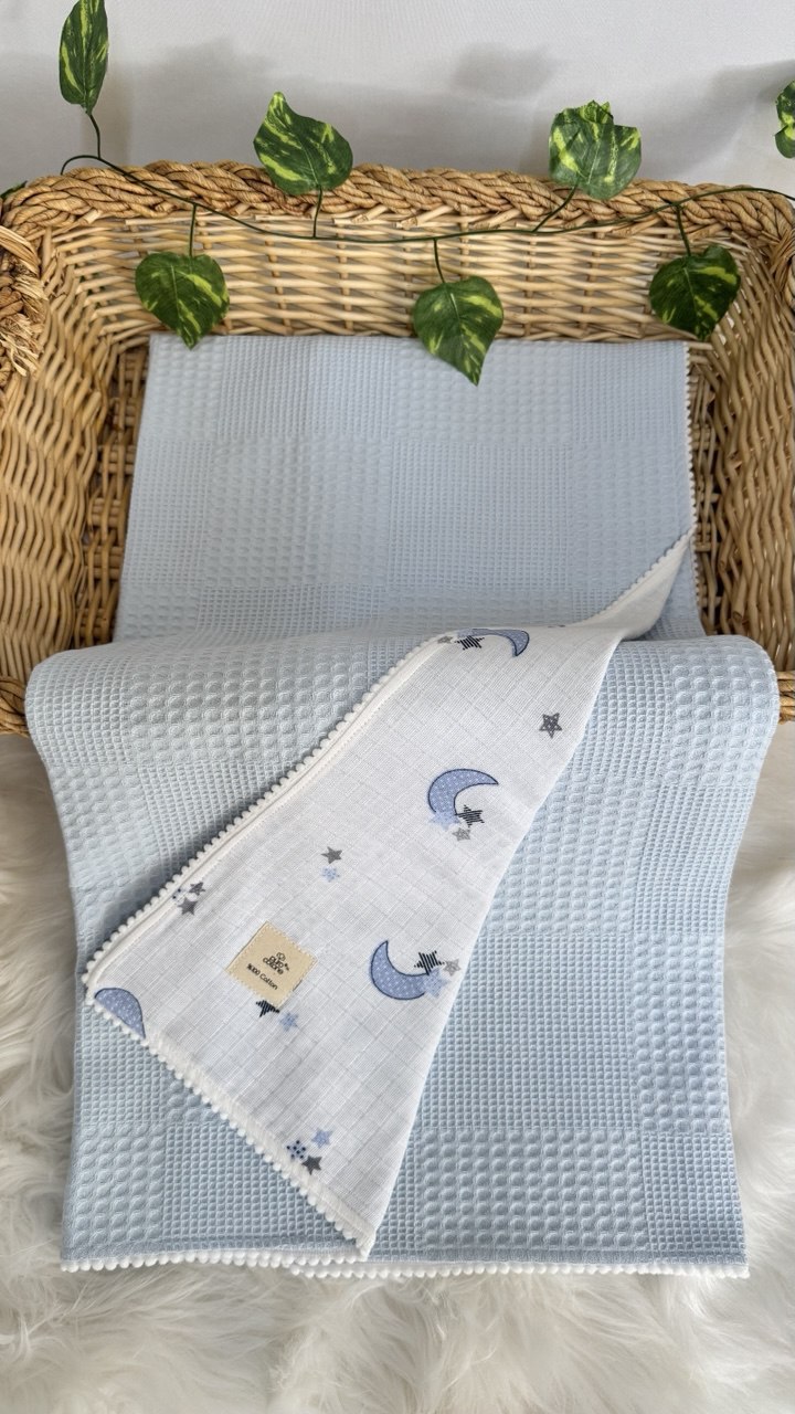 ÇİFT TARAFLI MÜSLİN PİKE-BEBE MAVİ