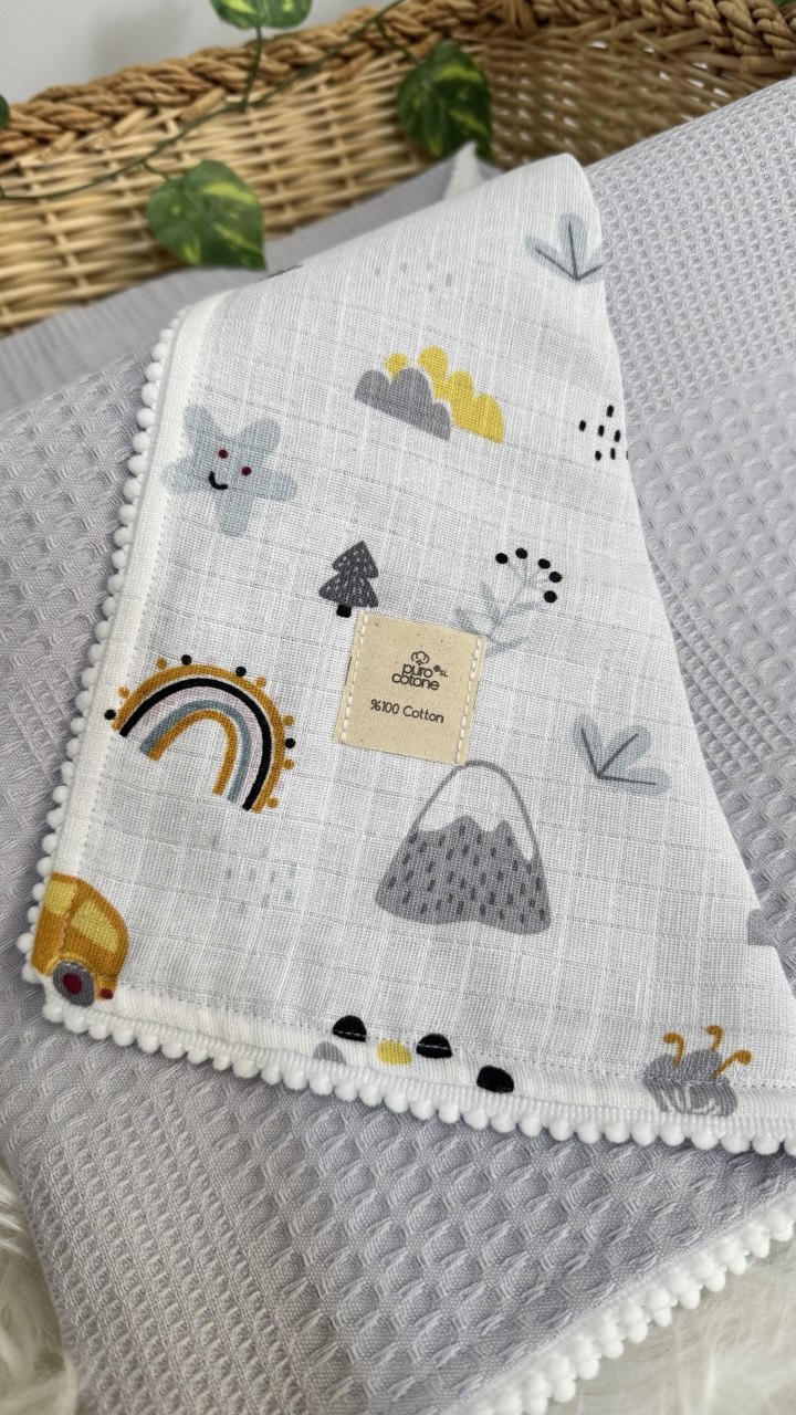 ÇİFT TARAFLI MÜSLİN PİKE-GRİ GÖK KUŞAĞI