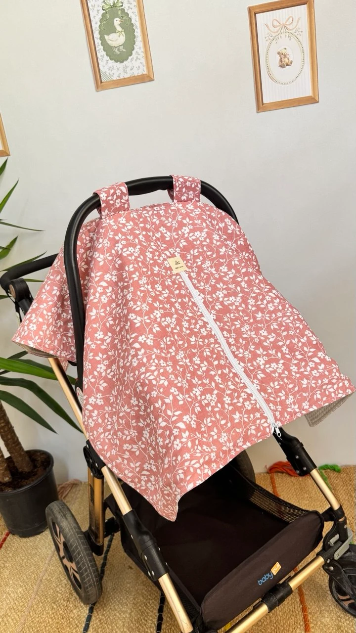 ÇİFT TARAFLI MÜSLİN PUET ÖRTÜSÜ VE MİNDERİ ÇİÇEK DEEN