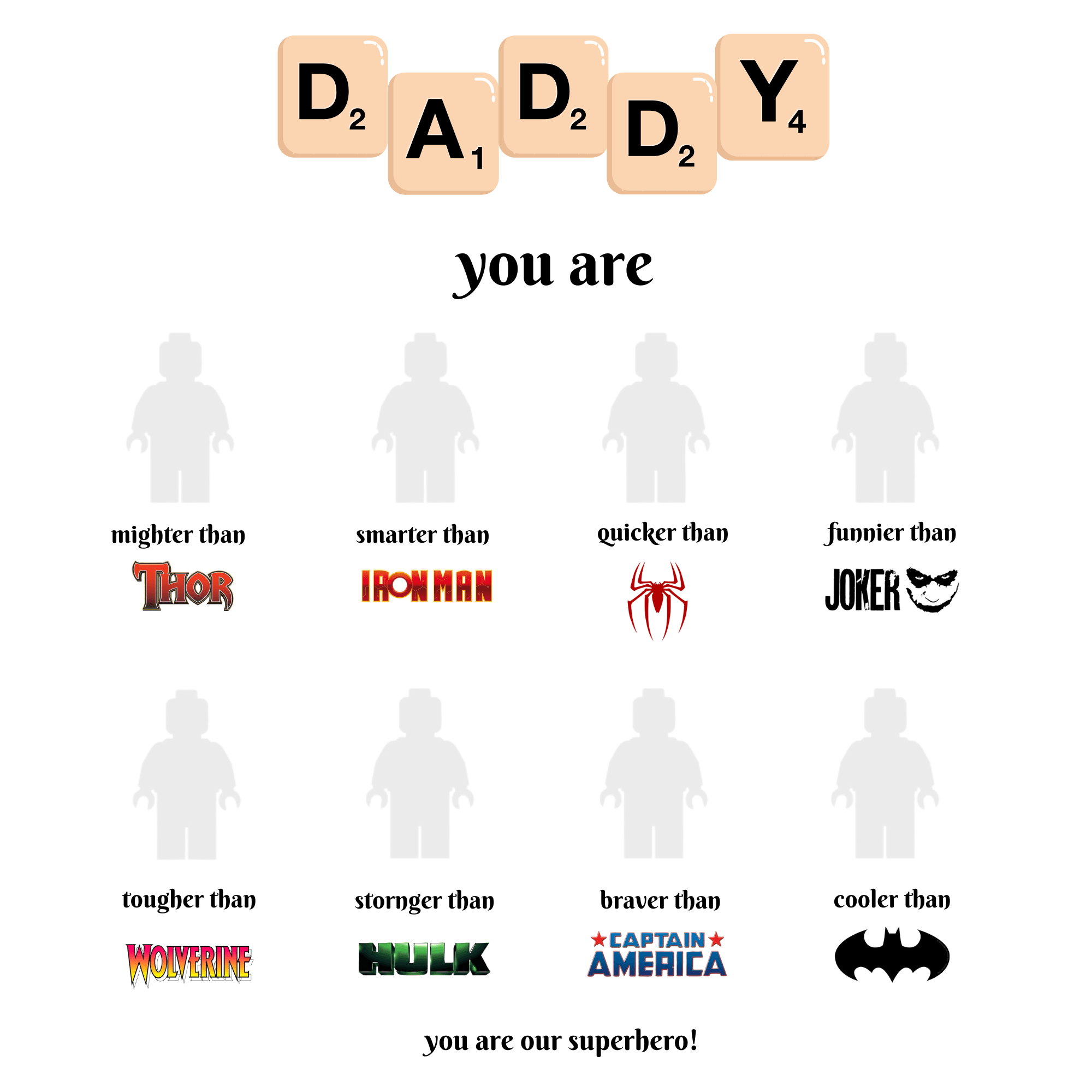 Babalar Günü 8 Karakterli Superhero Lego Tablo