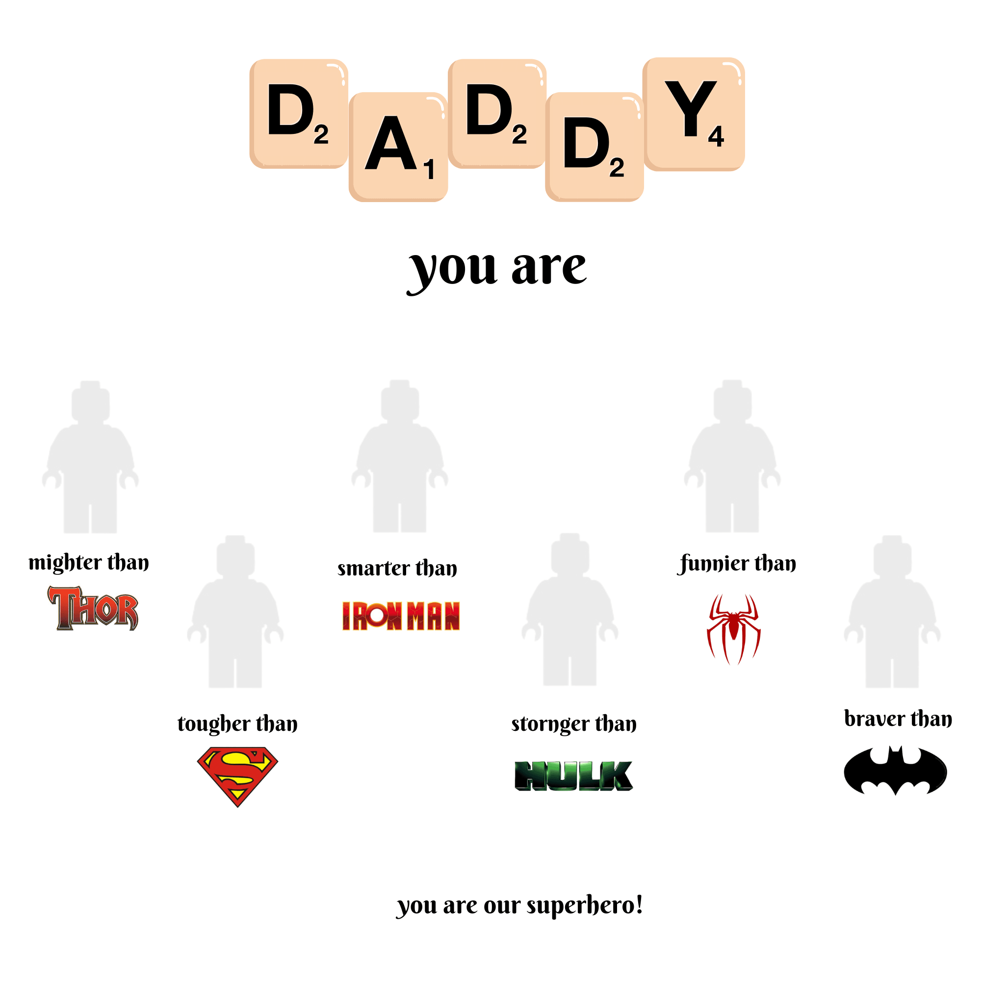 Babalar Günü 6 Karakterli Superhero Lego Tablo