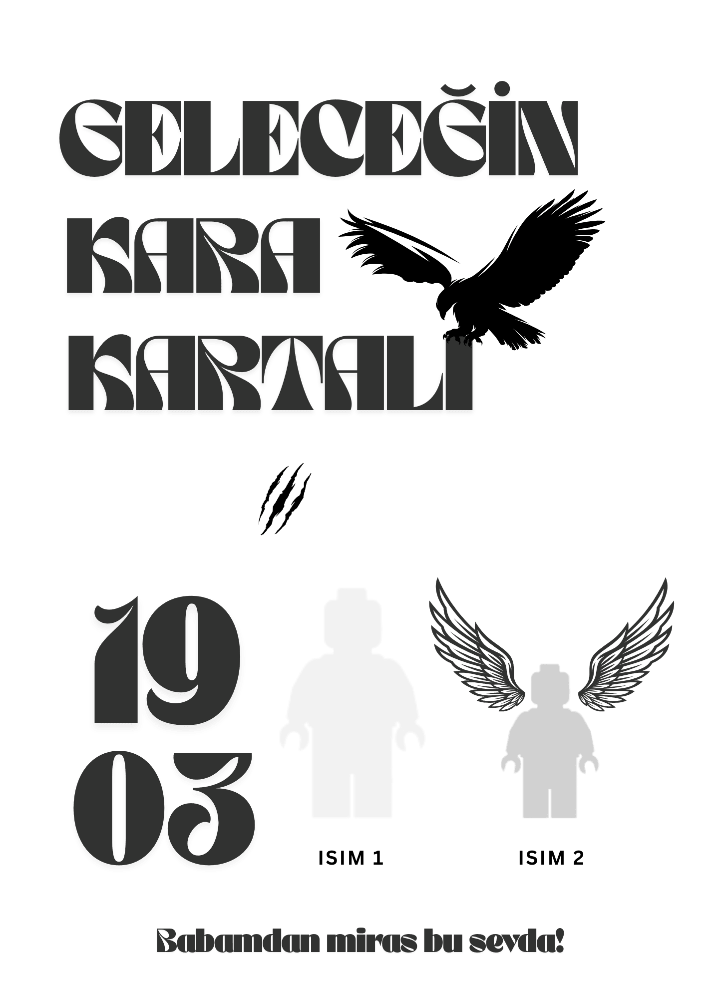 Kendi Tablonu Oluştur Babalar Günü 11 "Beşiktaş" "Kişiselleştirilebilir Ürün"