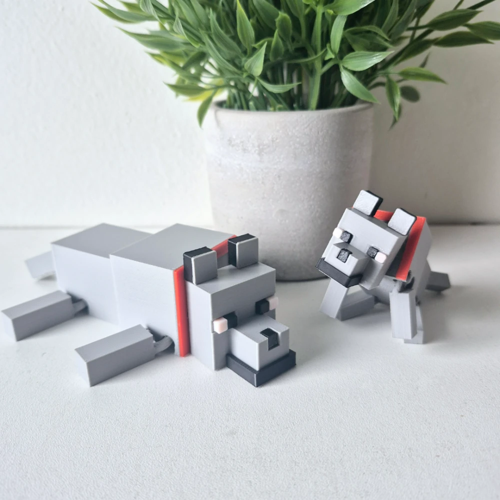 Minecraft Wolf – Hareketli (Articulated) 3D Mini Figür