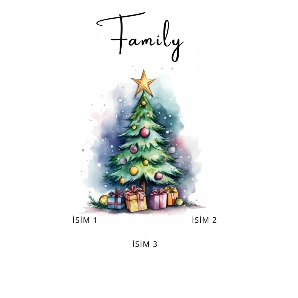Kendi Tablonu Oluştur "Christmas Tree Family" (Kişiselleştirilebilir Ürün)