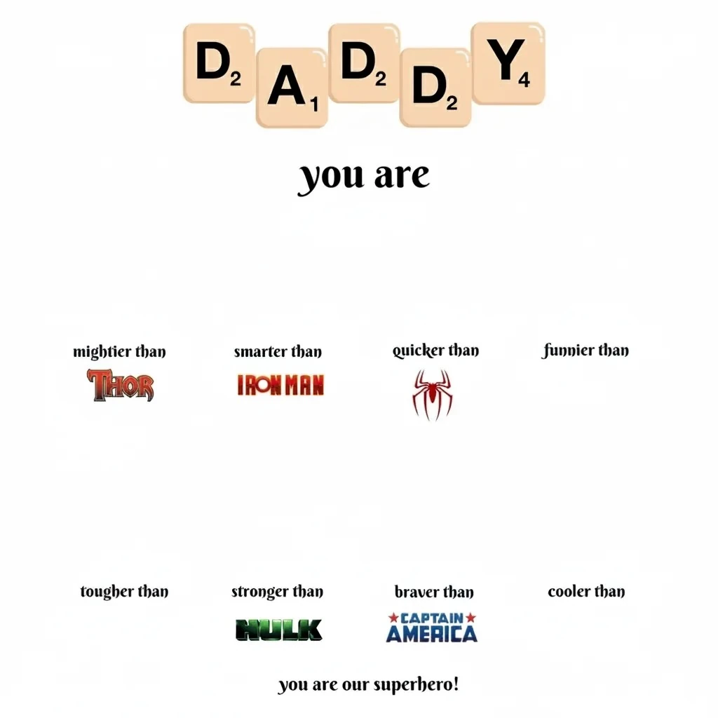 8 Karakterli Superhero Dad Tablo