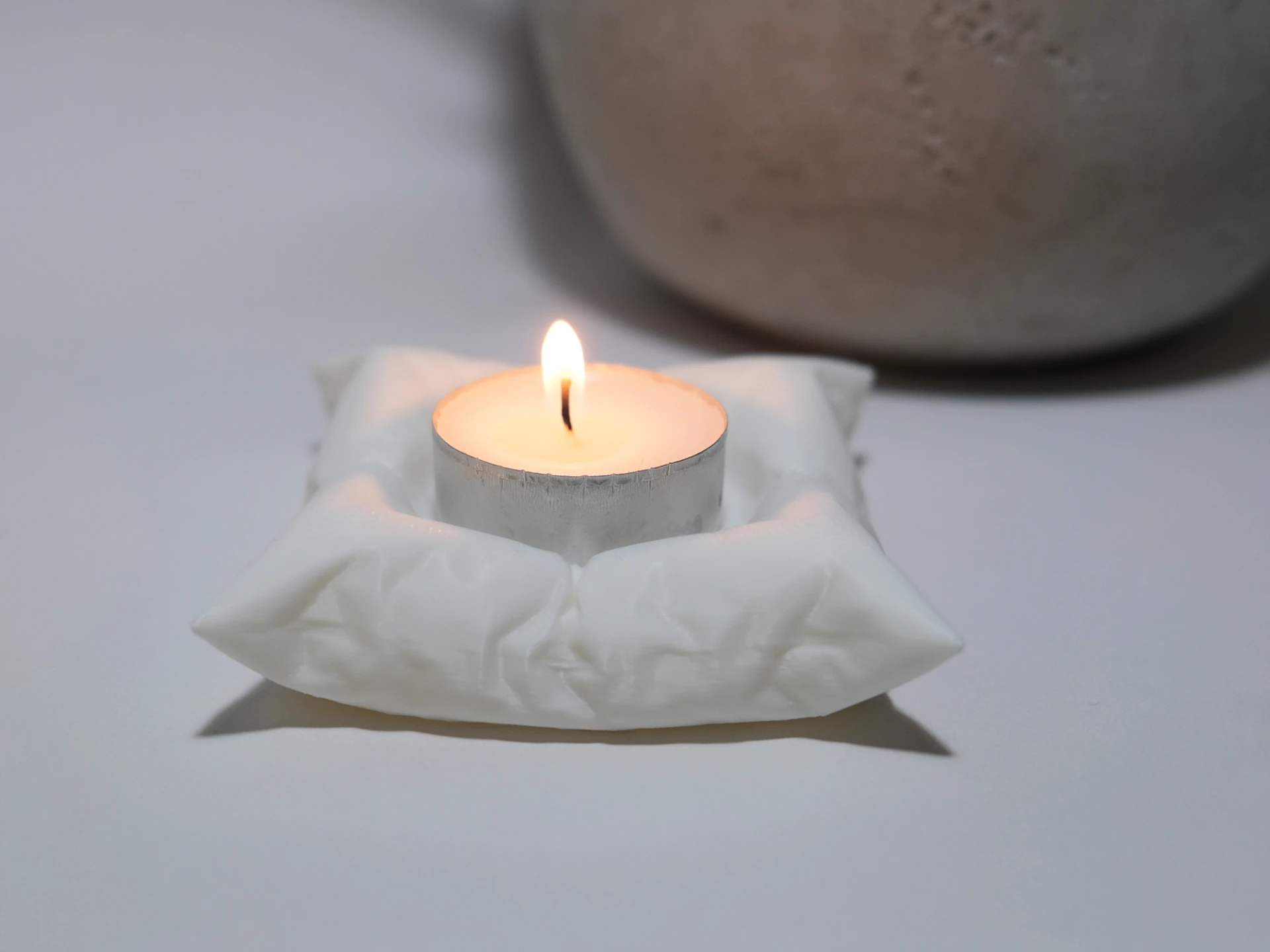 Yastık Görünümlü Tealight Ahşap / 3D Baskı Tealight Tutucu