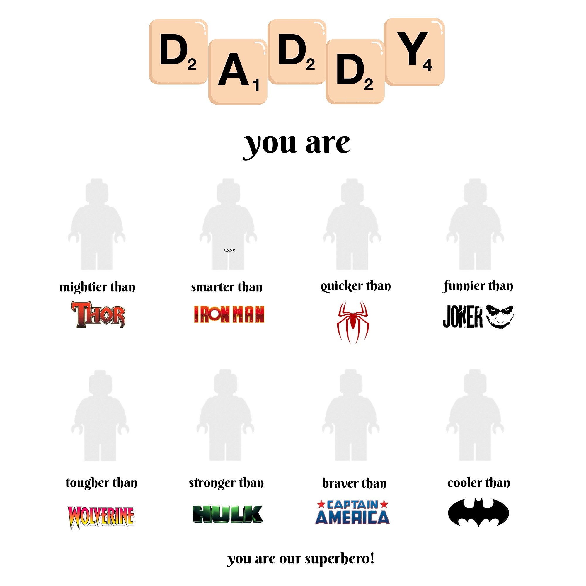 Babalar Günü 8 Karakterli Superhero Lego Tablo