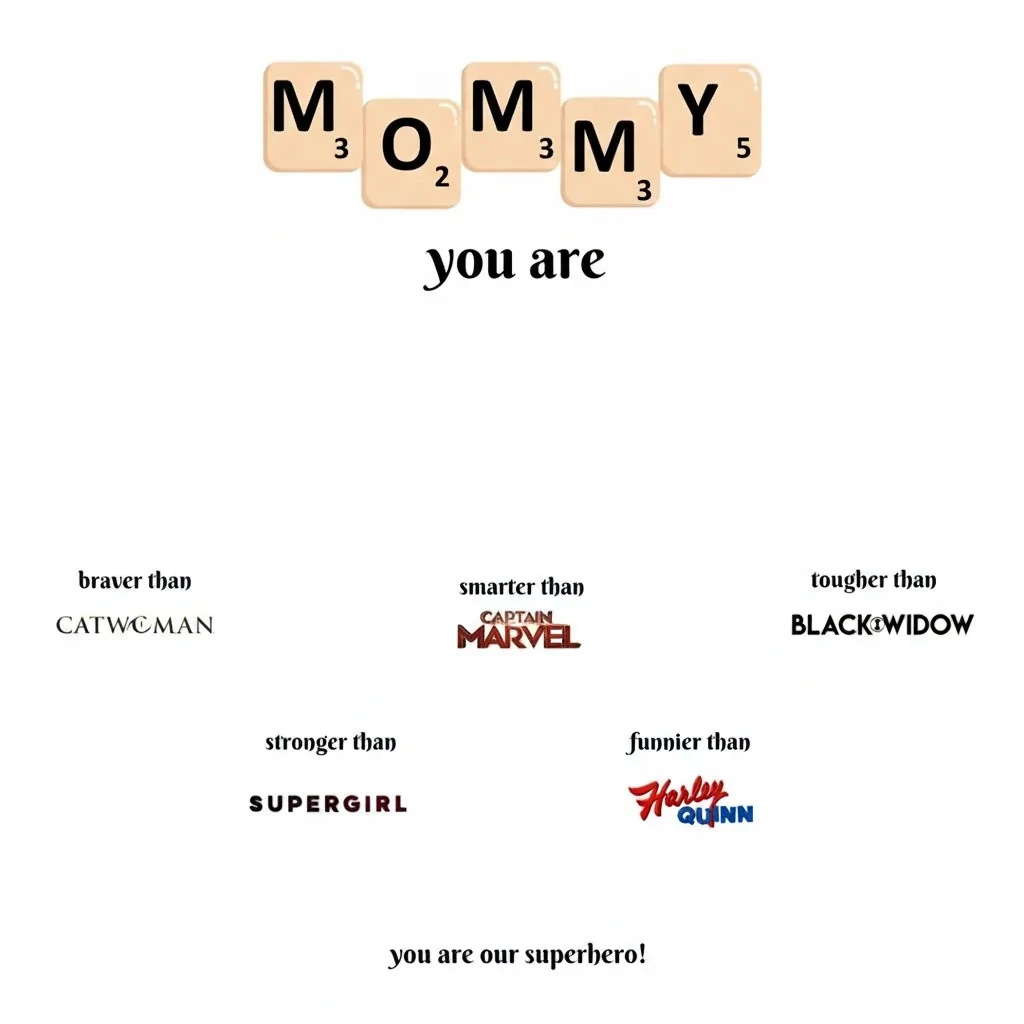 Anneler Günü 5 Karakterli Superhero Tablo