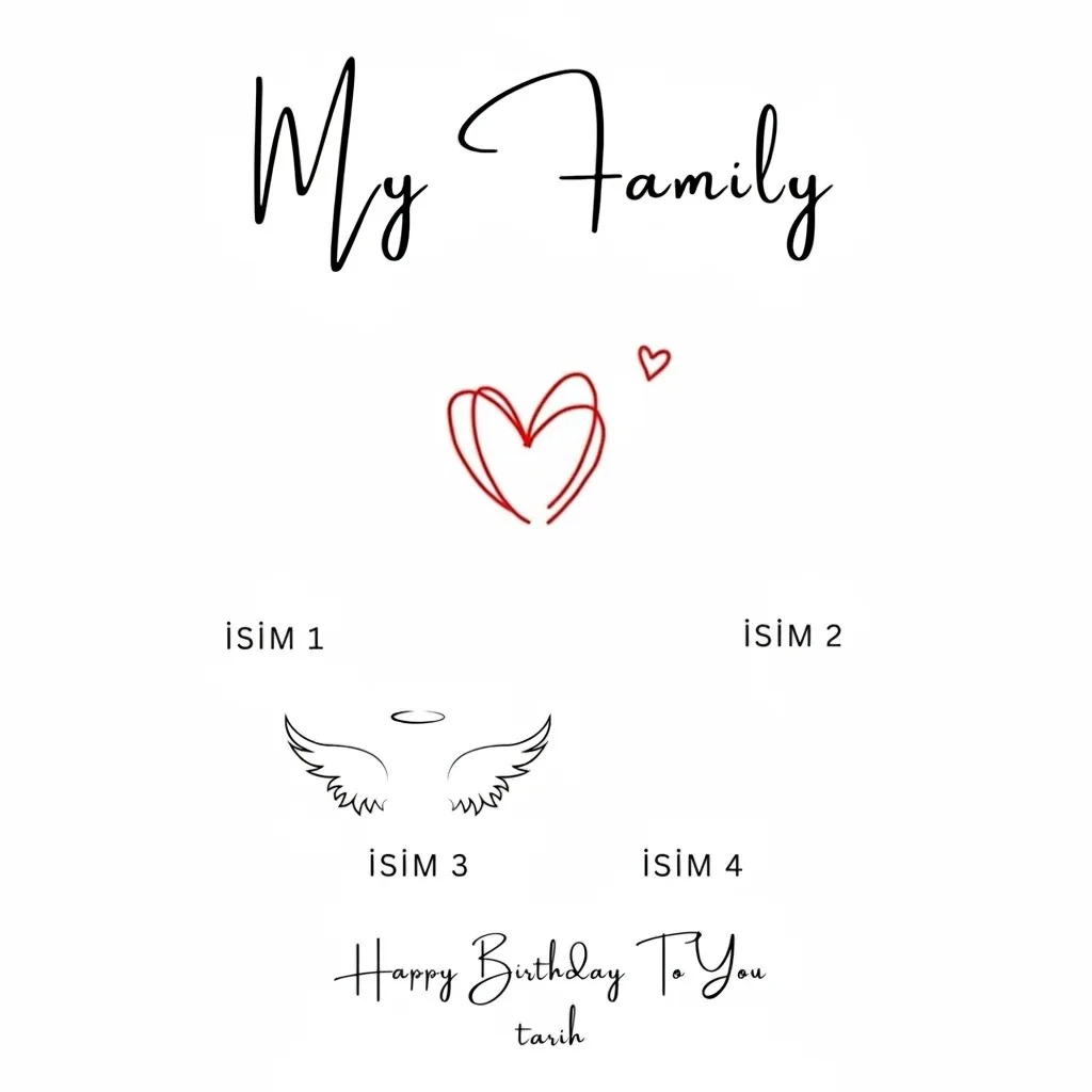 Kendi Tablonu Oluştur "Angel Family" (Kişiselleştirilebilir Ürün)