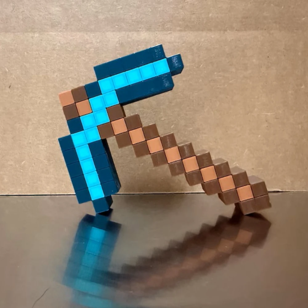 Minecraft Pickaxe – Pixel Kazma 3D Dekor Modeli