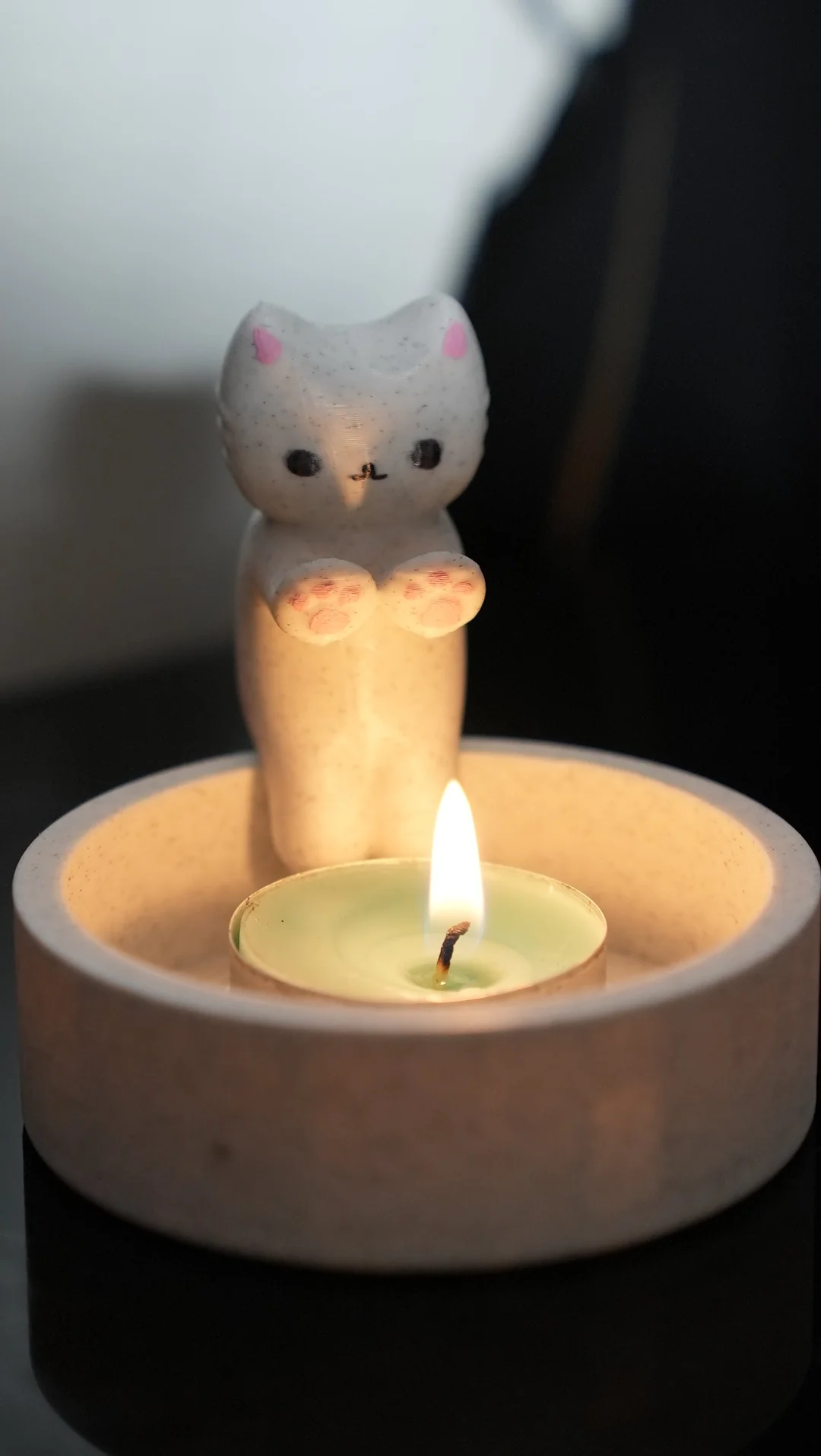 3'li Üşüyen Kedi Mumluk 8 adet Kokulu Mum Hediyeli