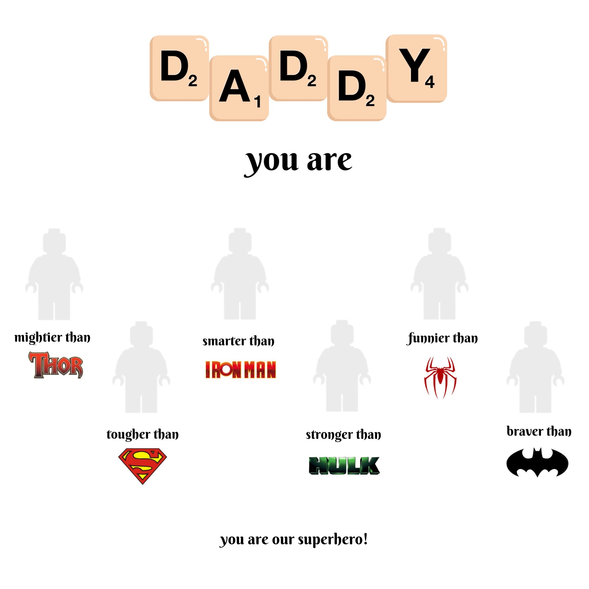 Babalar Günü 6 Karakterli Superhero Lego Tablo