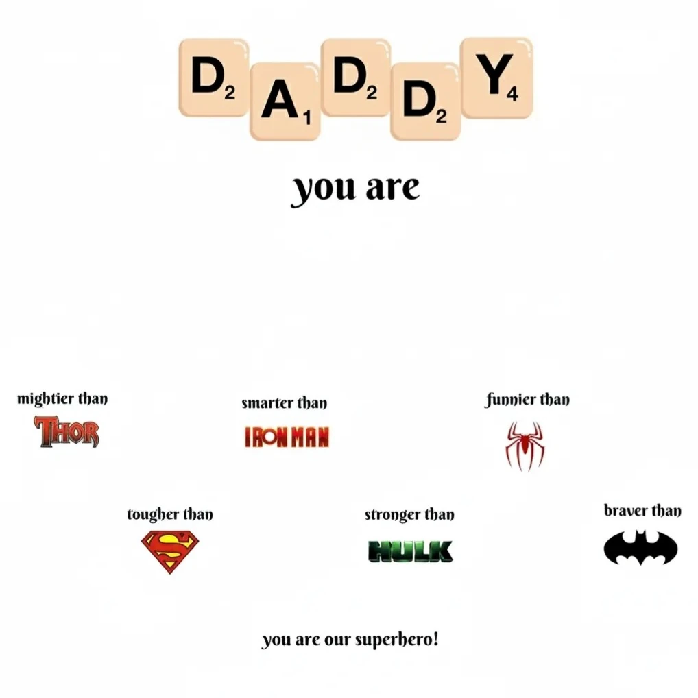 6 Karakterli Superhero Dad Tablo