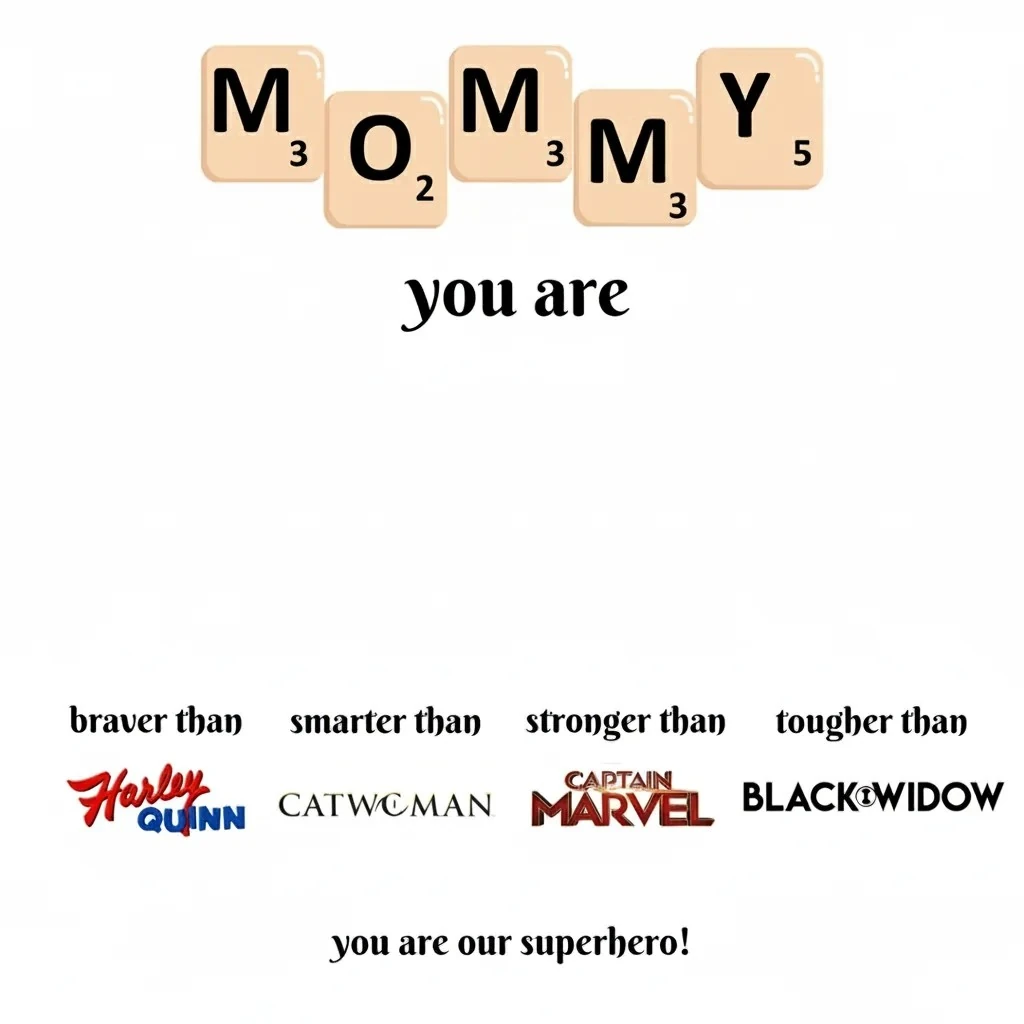 Anneler Günü 4 Karakterli Superhero Tablo