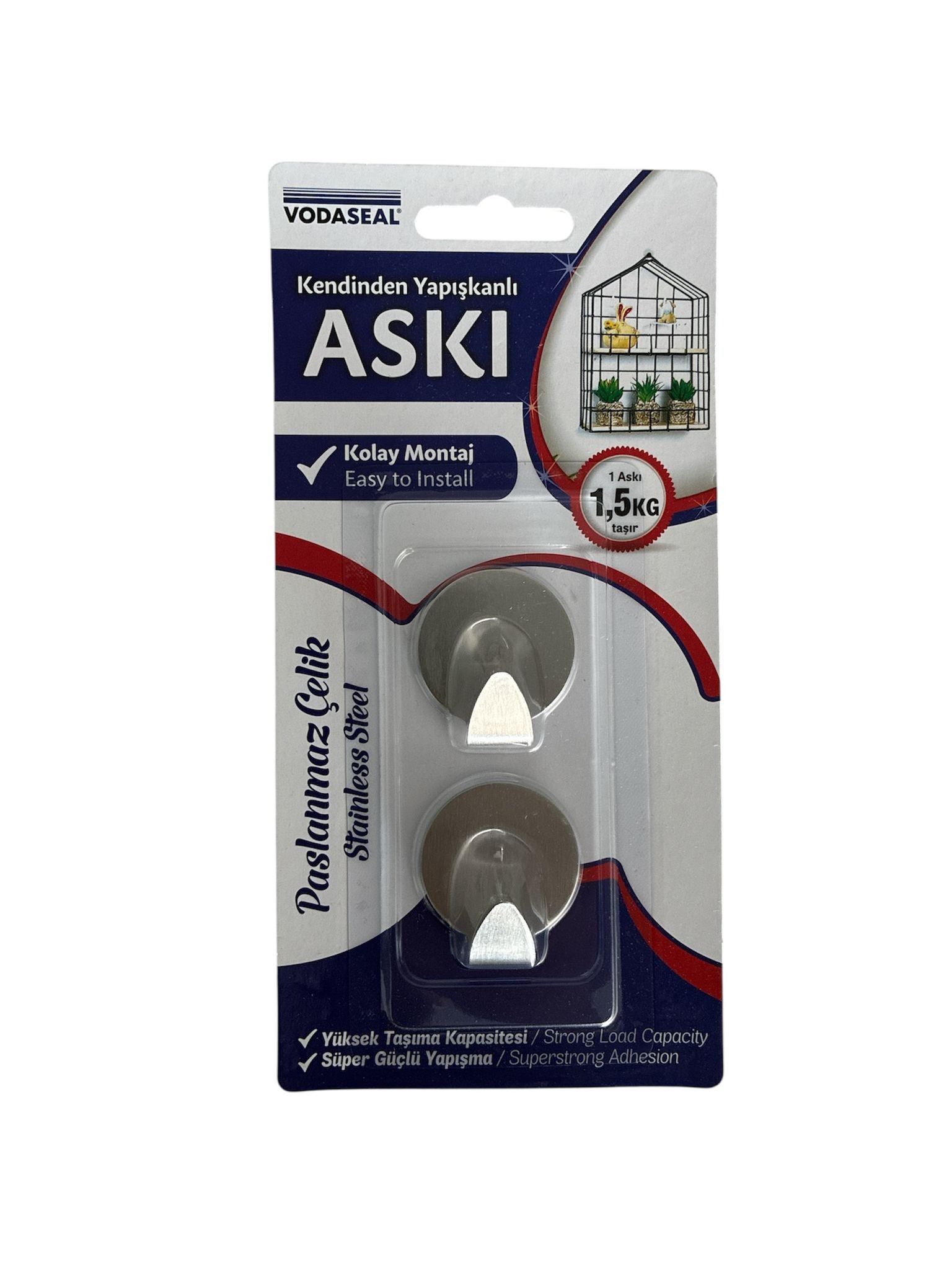 KENDİNDEN YAPIŞKANLI ASKI OVAL KROM 2Lİ VODASEAL