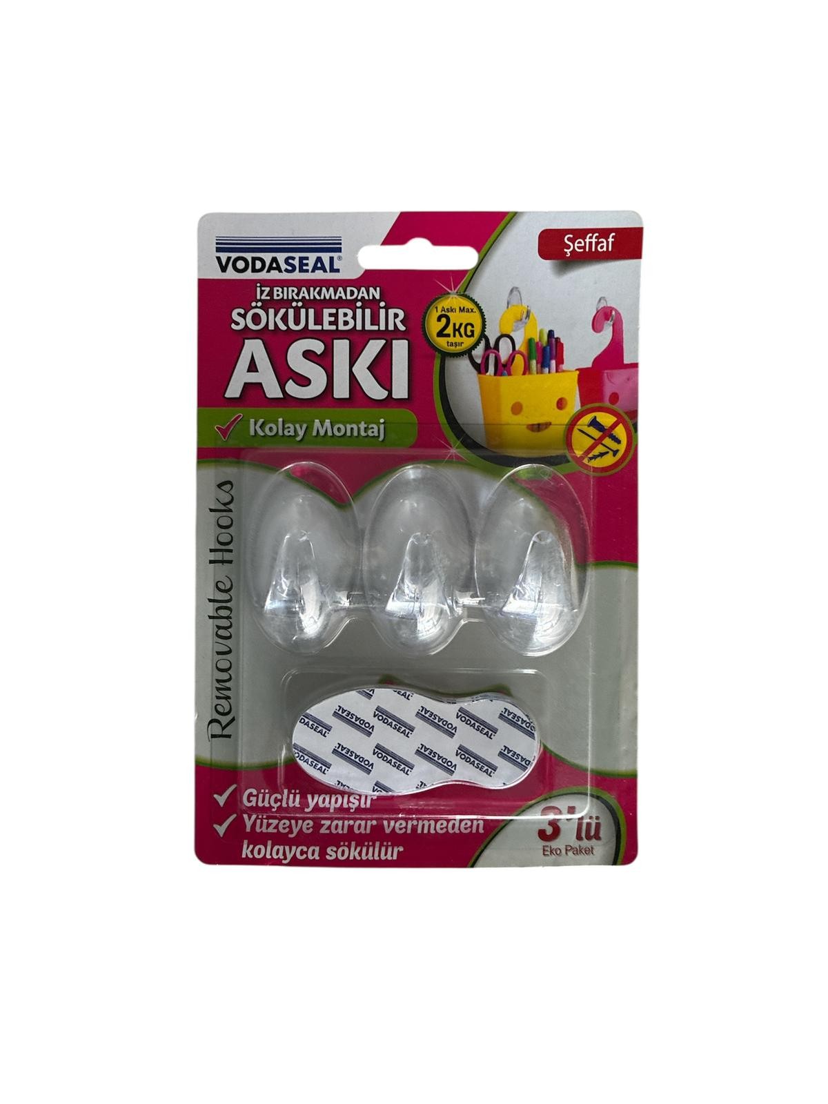 İZ BIRAKMAYAN ASILABİLİR ŞEFFAF ASKI 3LÜ VODASEAL