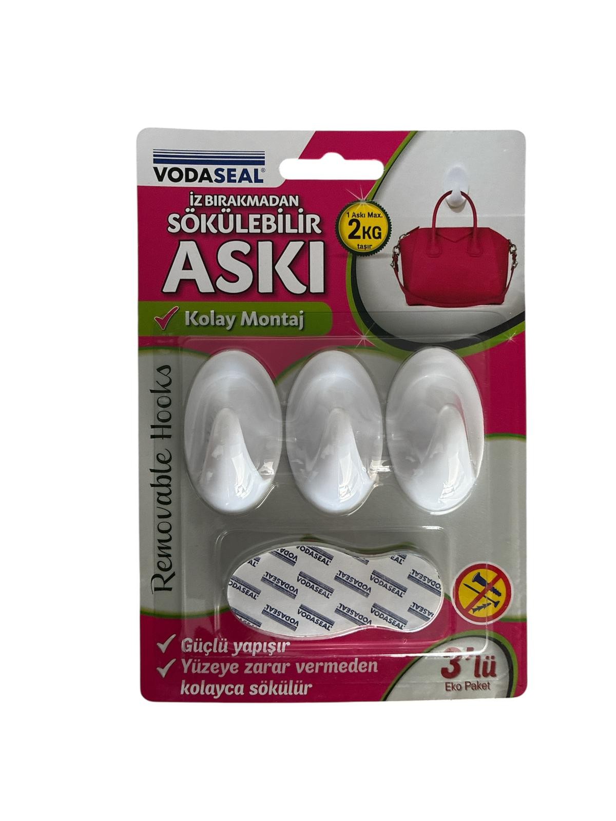 İZ BIRAKMAYAN SÖKÜLEBİLİR ASKI BEYAZ KÜÇÜK VODASEAL