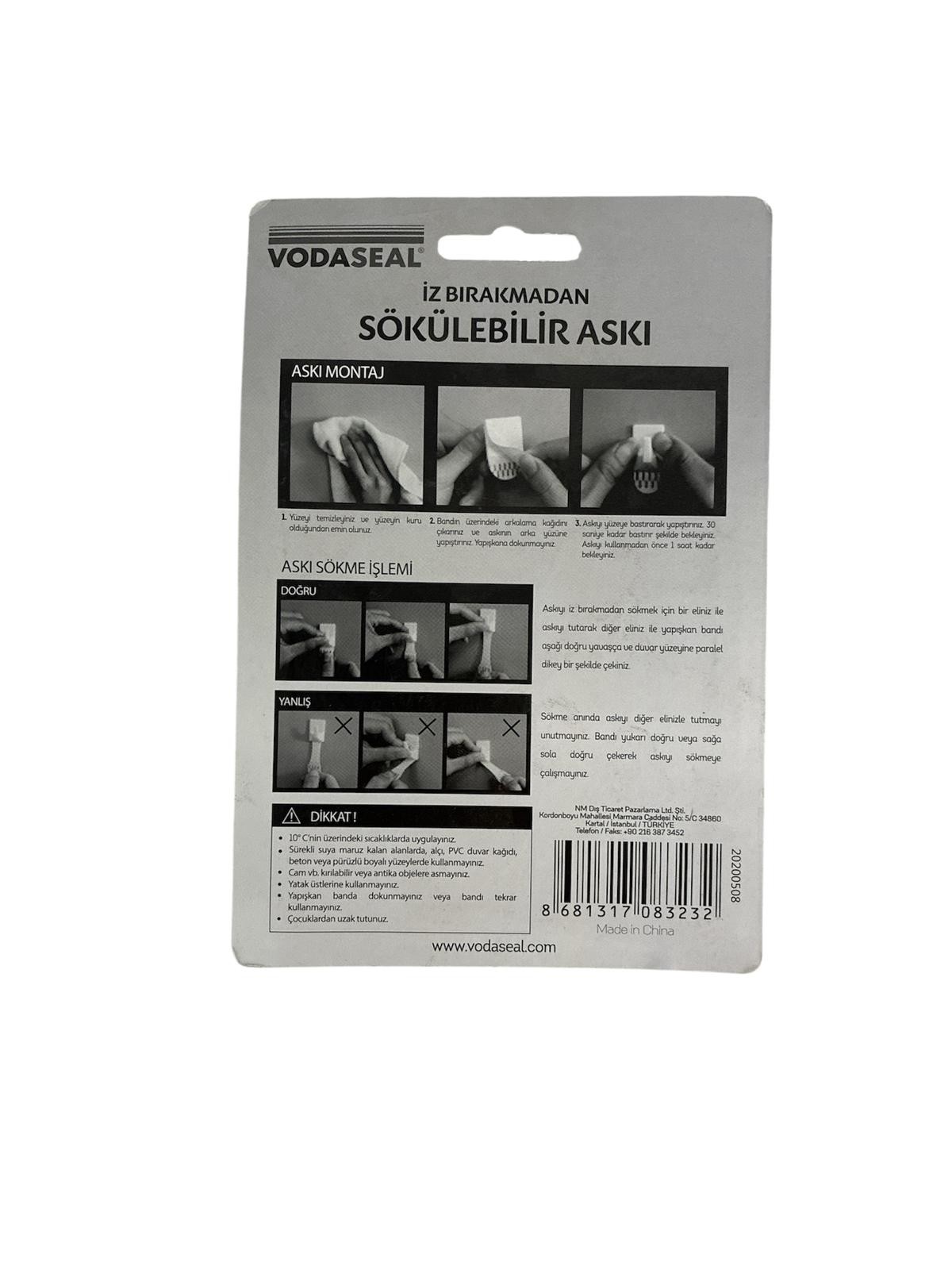 İZ BIRAKMAYAN SÖKÜLEBİLİR OVAL ASKI KROM BÜYÜK VODASEAL