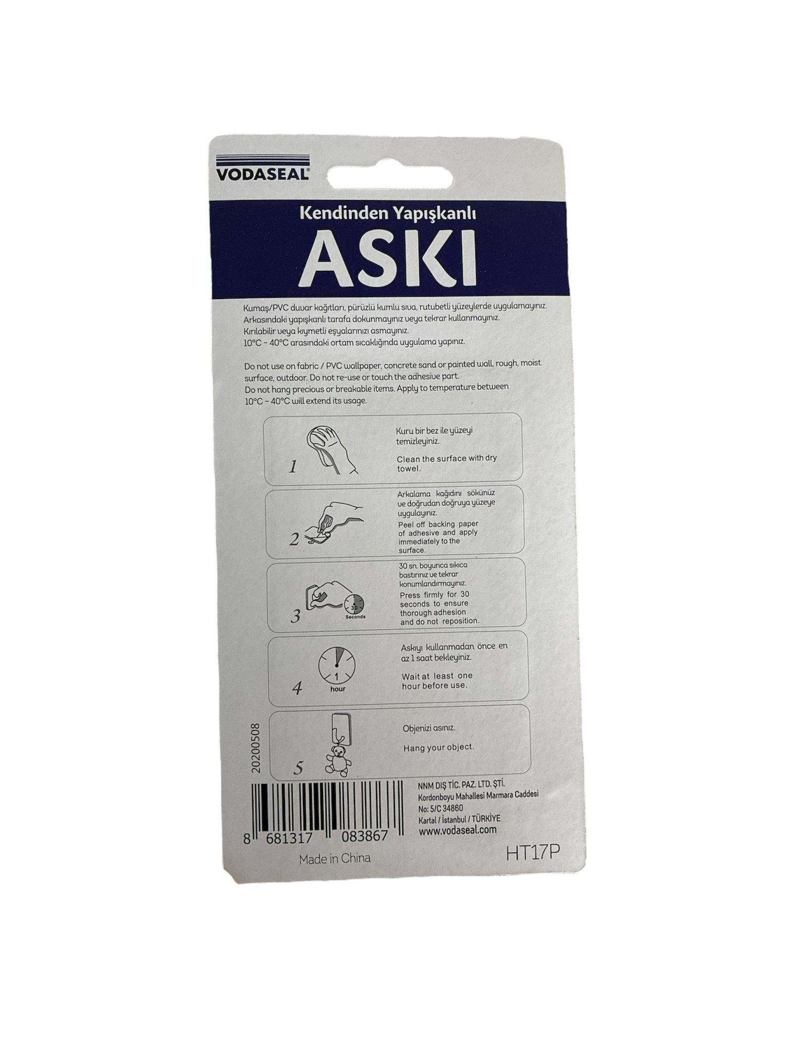 KENDİNDEN YAPIŞKANLI ASKI OVAL KROM 2Lİ VODASEAL