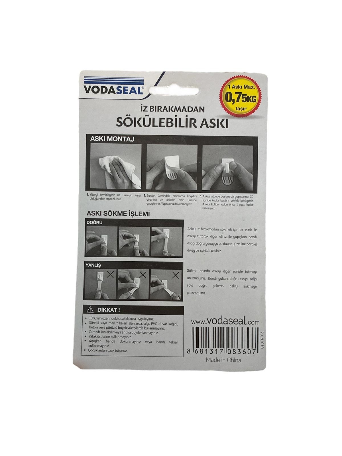 İZ BIRAKMAYAN SÖKÜLEBİLİR BEYAZ 3LÜ ASKI VODASEAL