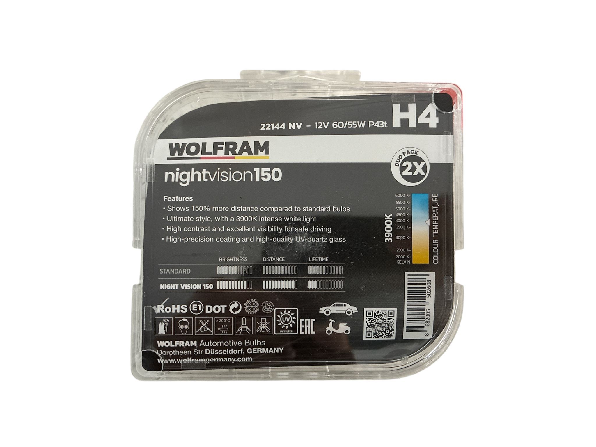 WOLFRAM H4 12V %150 GÜÇLÜ %20 BEYAZ IŞIK AMPUL