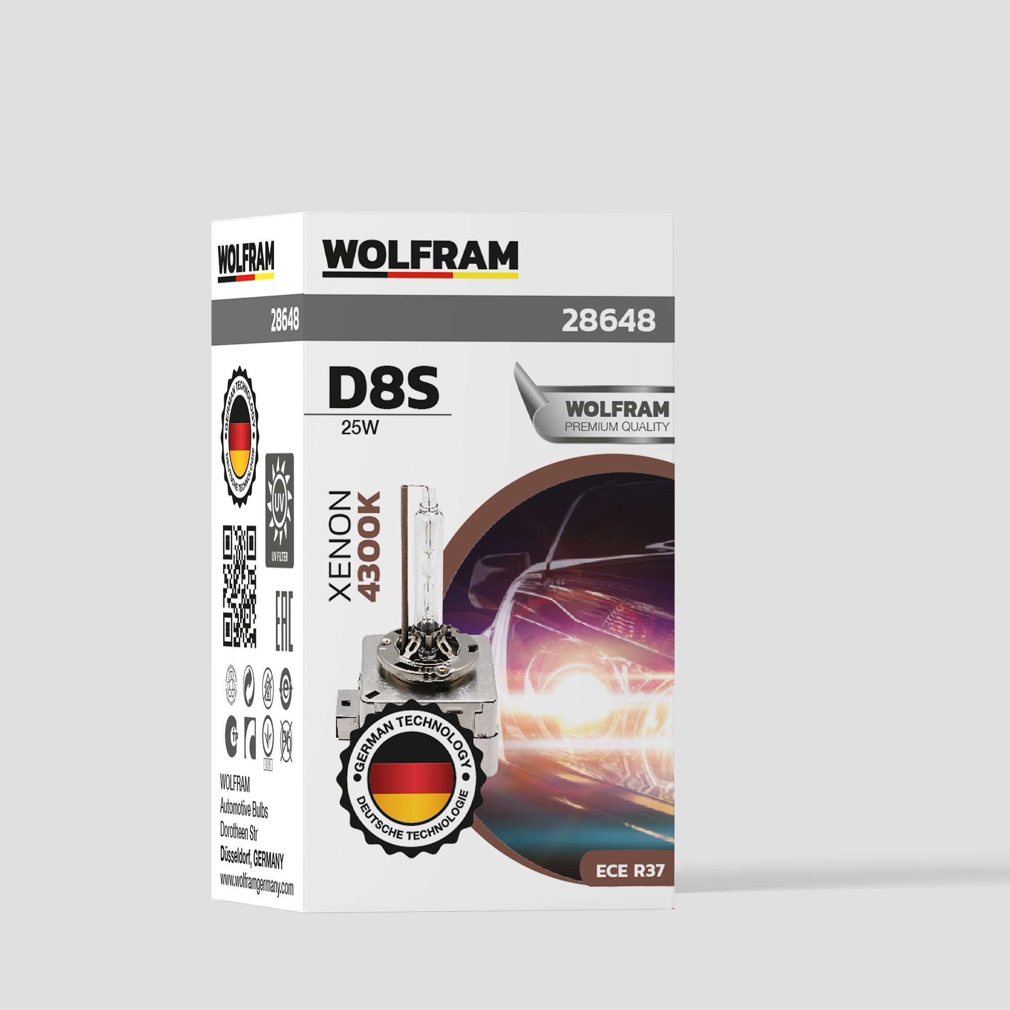WOLFRAM D8S 12V 55W ULTRAVİOLET MAVİ CAM 4300K