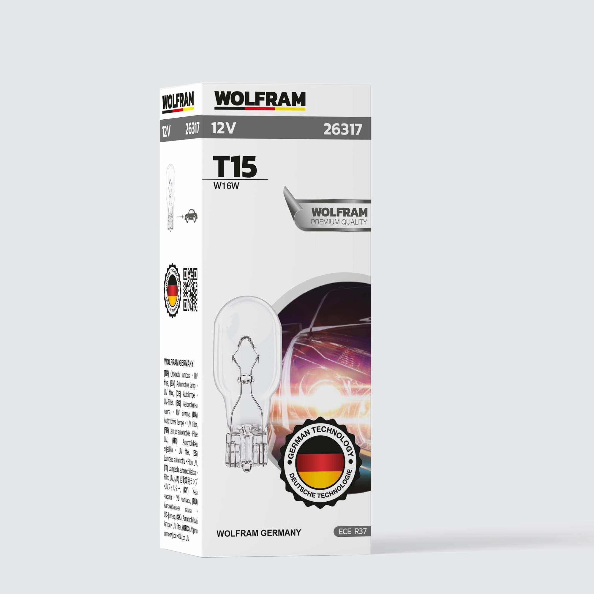 WOLFRAM T15 12V 16W DiPSİZ AMPUL