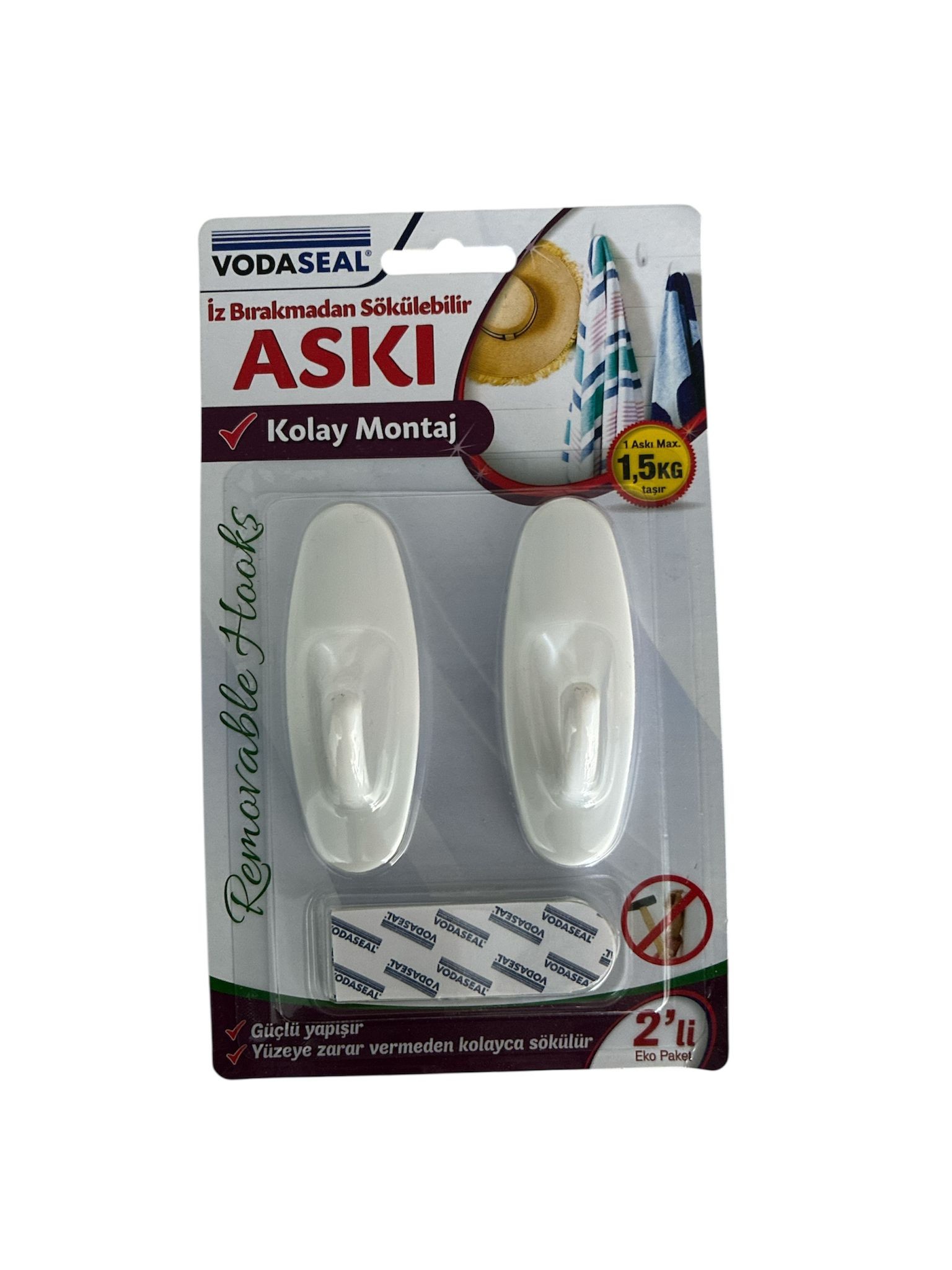 İZ BIRAKMAYAN SÖKÜLEBİLİR OVAL ASKI BEYAZ BÜYÜK VODASEAL