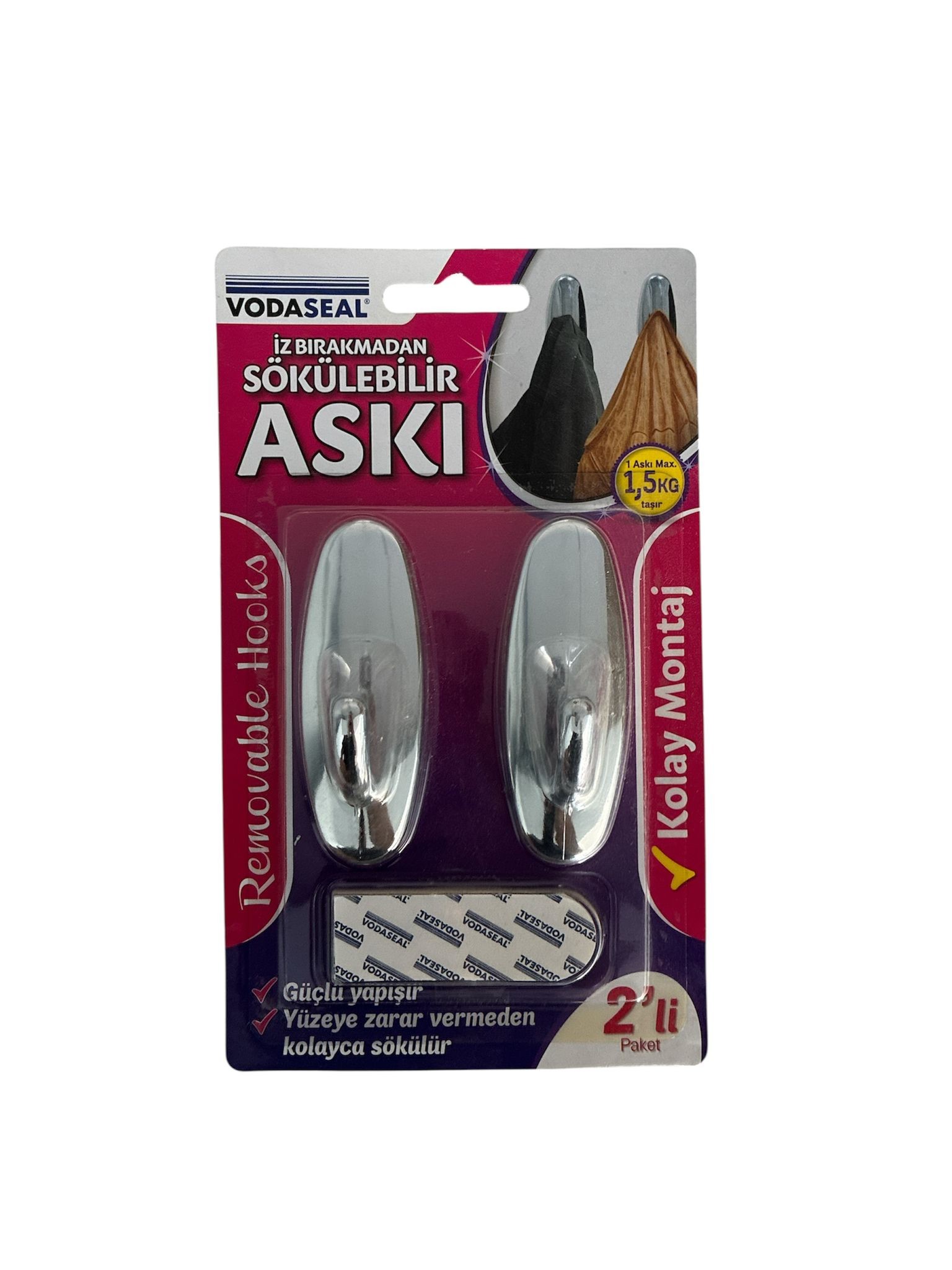 İZ BIRAKMAYAN SÖKÜLEBİLİR OVAL ASKI KROM BÜYÜK VODASEAL