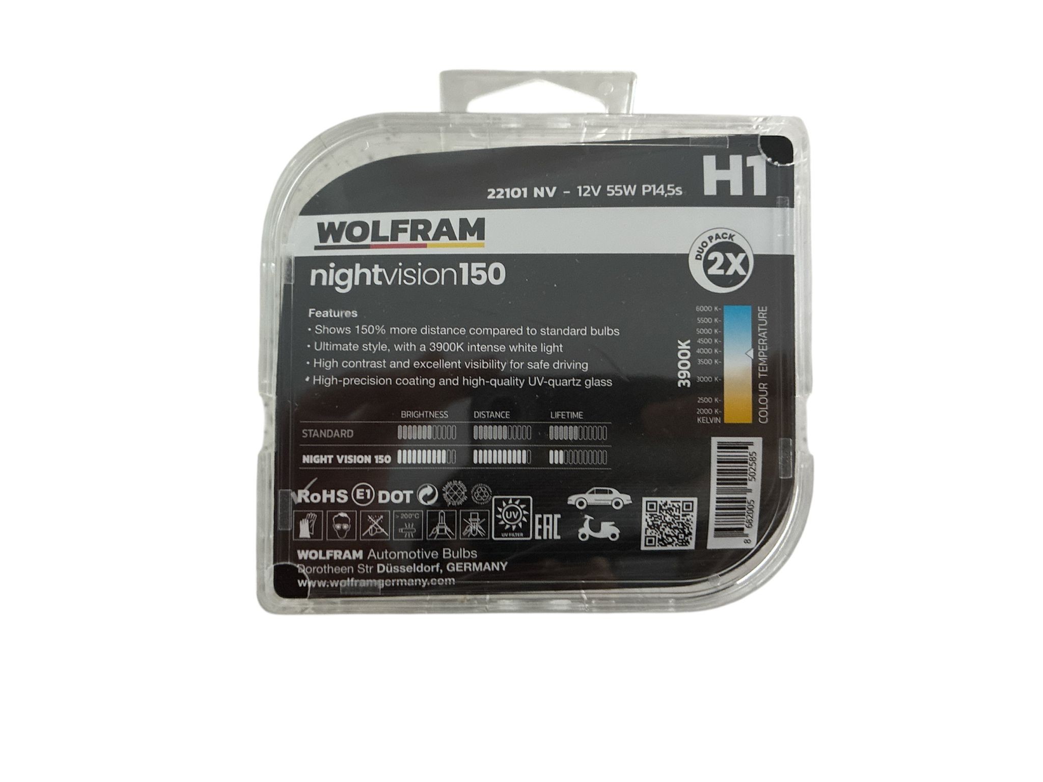 WOLFRAM H1 12V %150 GÜÇLÜ %20 BEYAZ IŞIK AMPUL