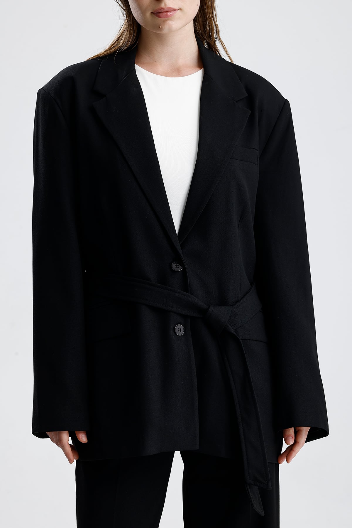 Kadın Kuşaklı Oversize Blazer Ceket